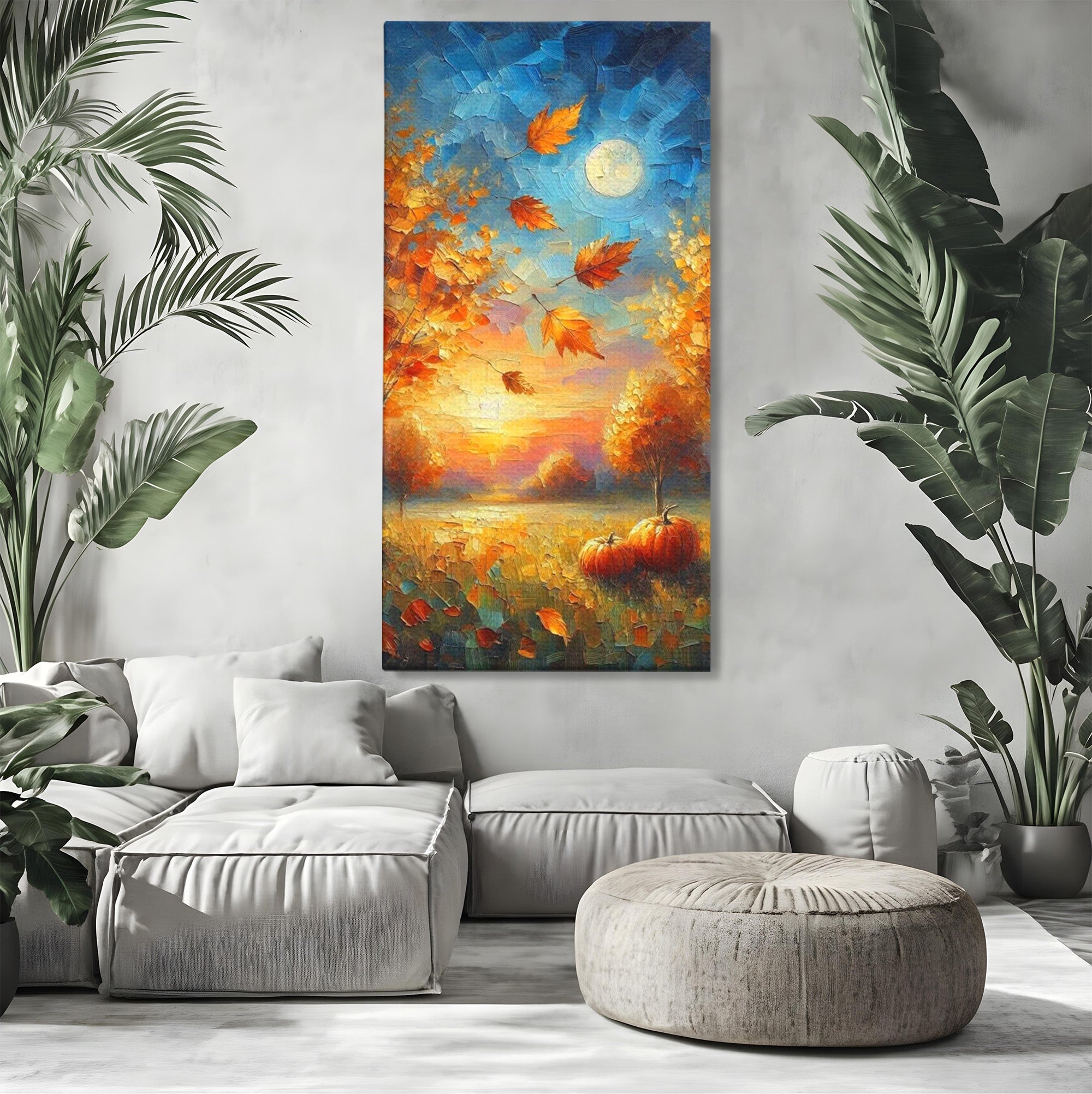 Tablou Canvas Premium LuxCanva® PI1114, Toamna Magica, Auriu, Peisaj, Frunze, Apus, Living, Culori Vibrante