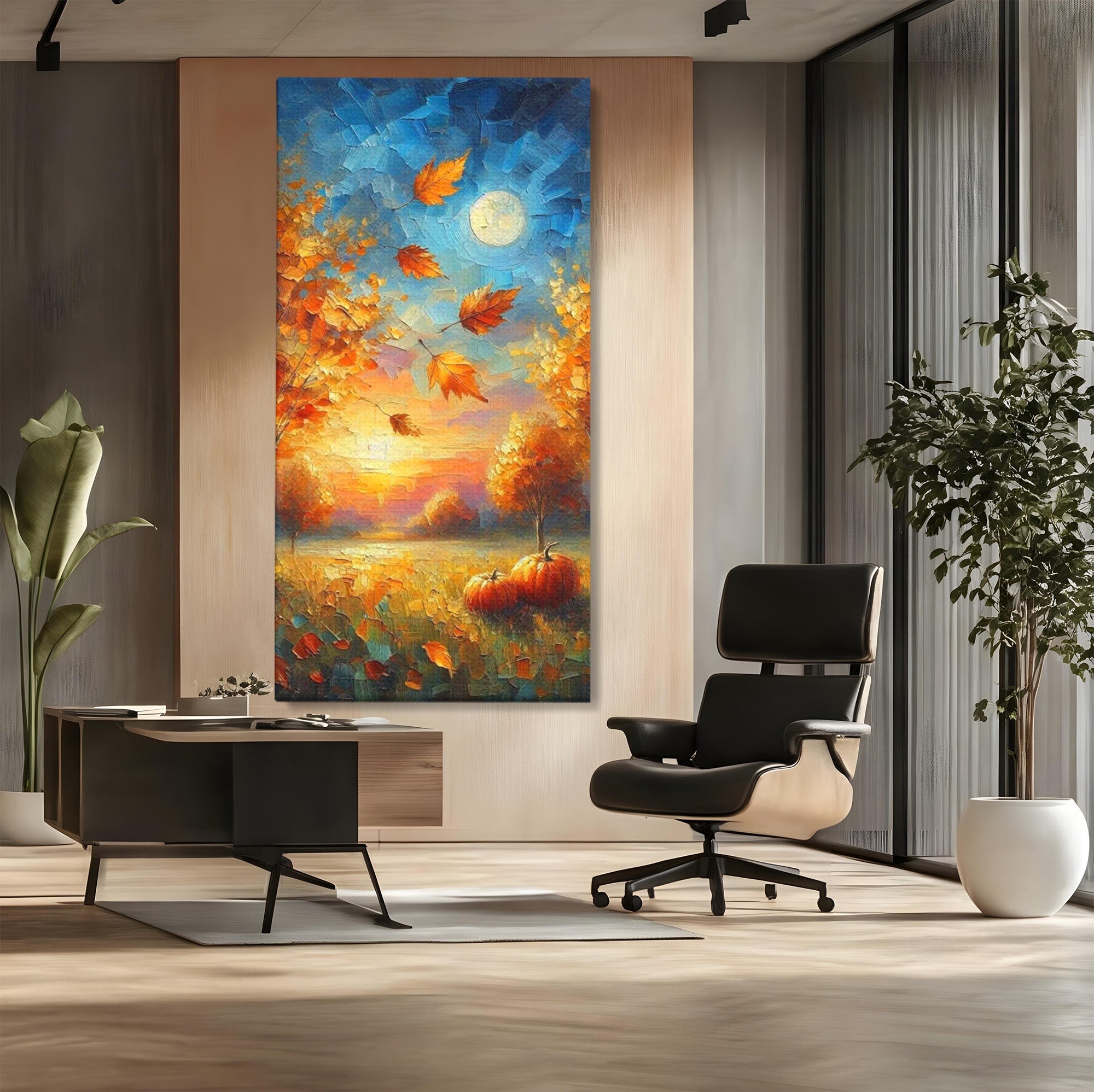 Tablou Canvas Premium LuxCanva® PI1114, Toamna Magica, Auriu, Peisaj, Frunze, Apus, Living, Culori Vibrante