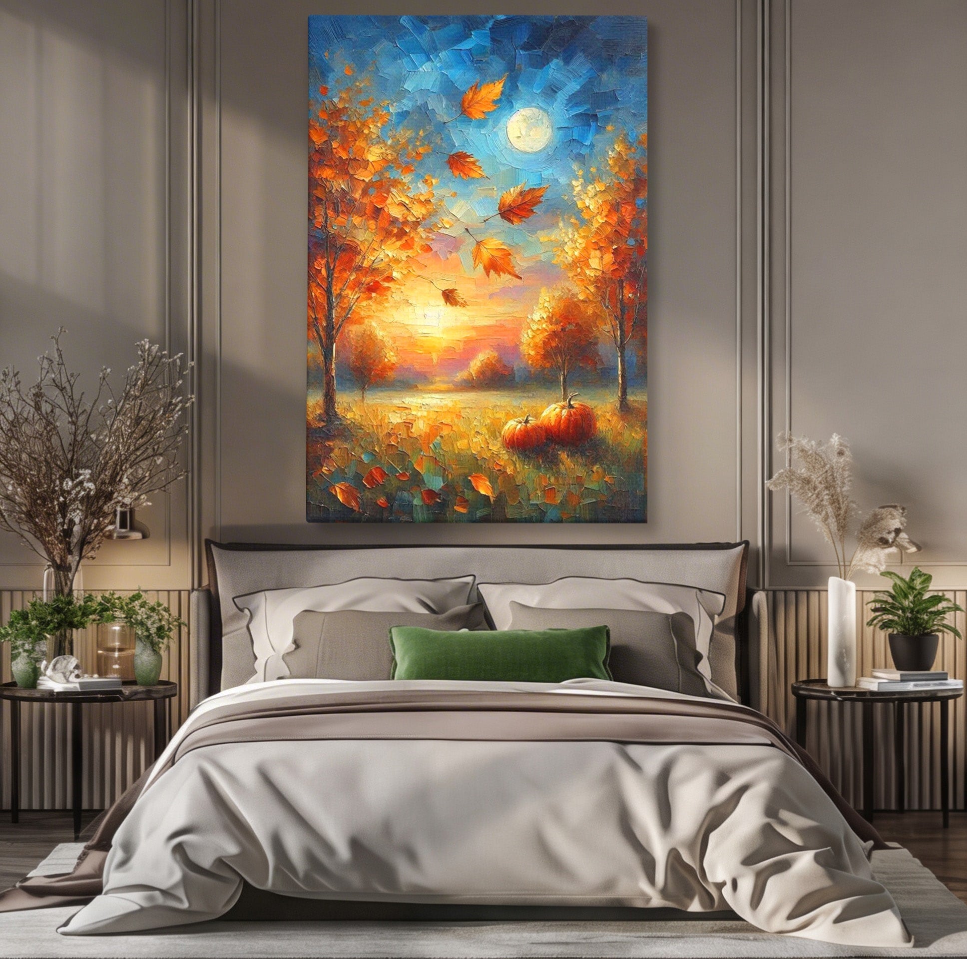 Tablou Canvas Premium LuxCanva® PI1114, Toamna Magica, Auriu, Peisaj, Frunze, Apus, Living, Culori Vibrante
