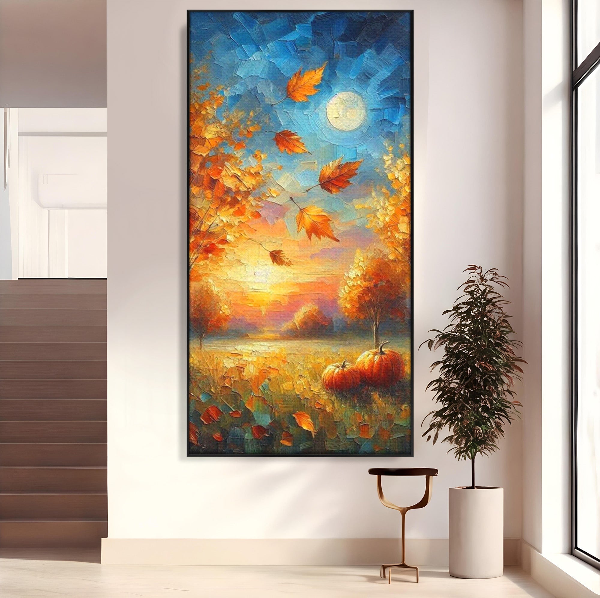 Tablou Canvas Premium LuxCanva® PI1114, Toamna Magica, Auriu, Peisaj, Frunze, Apus, Living, Culori Vibrante