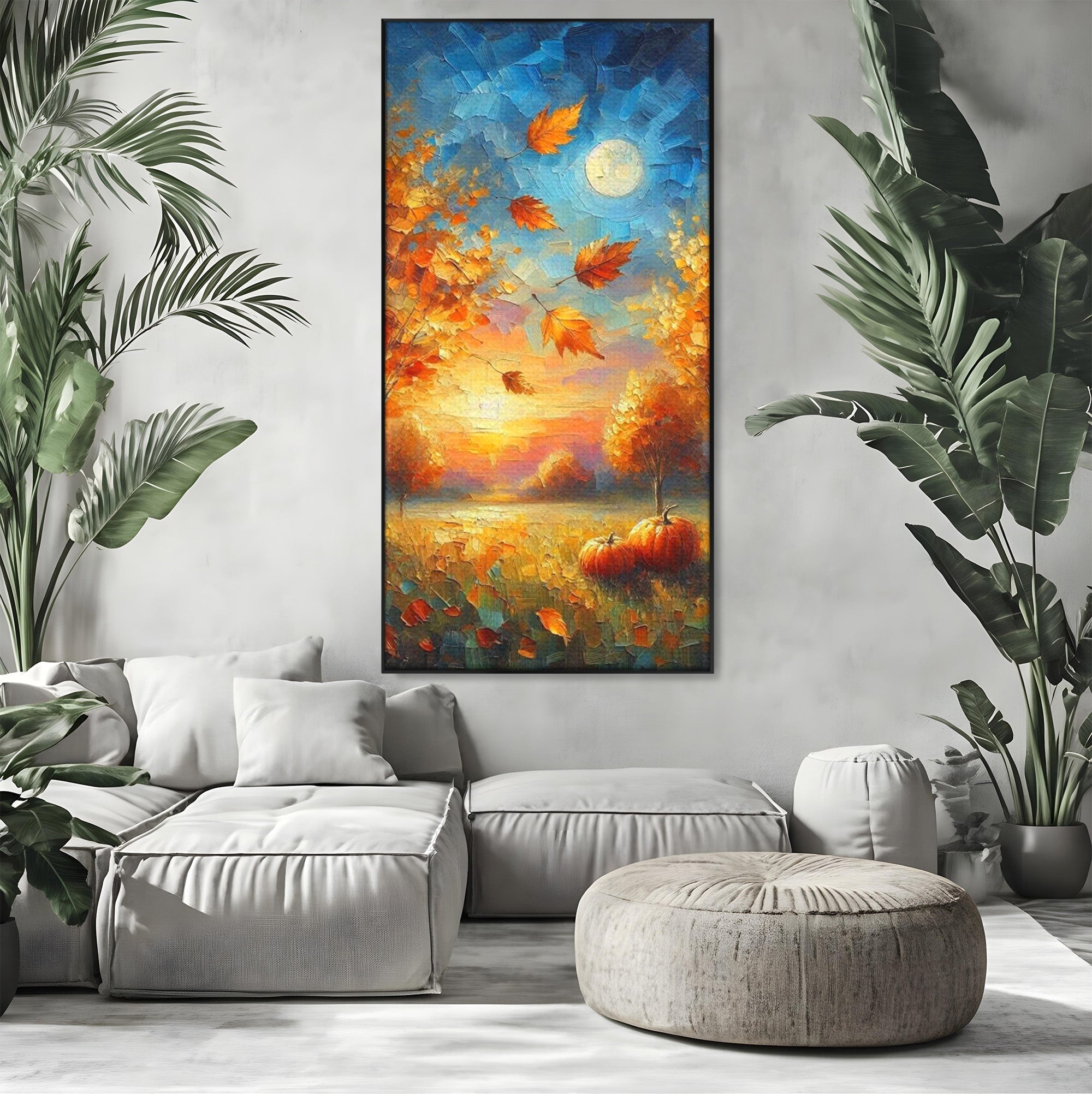Tablou Canvas Premium LuxCanva® PI1114, Toamna Magica, Auriu, Peisaj, Frunze, Apus, Living, Culori Vibrante