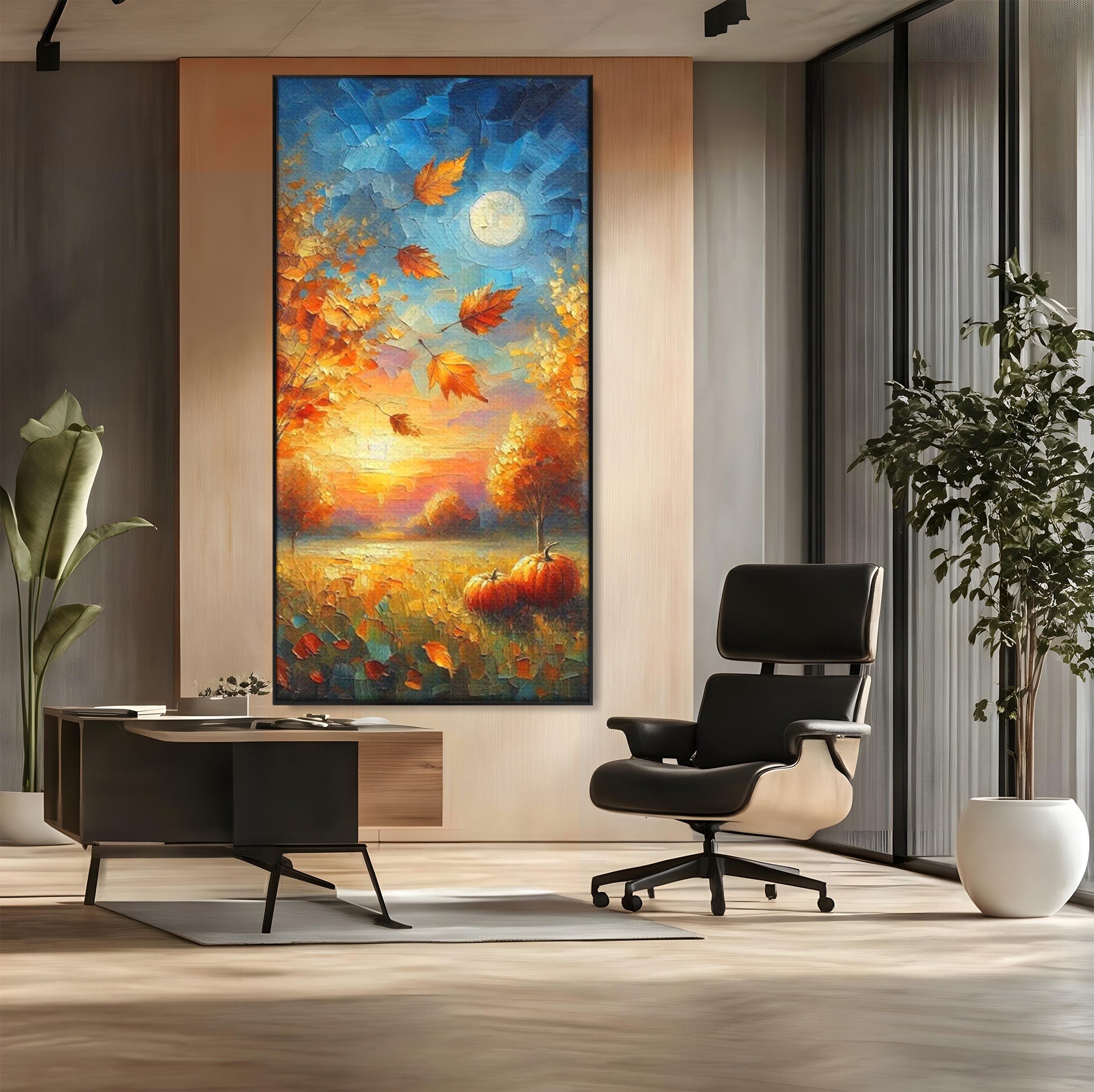 Tablou Canvas Premium LuxCanva® PI1114, Toamna Magica, Auriu, Peisaj, Frunze, Apus, Living, Culori Vibrante