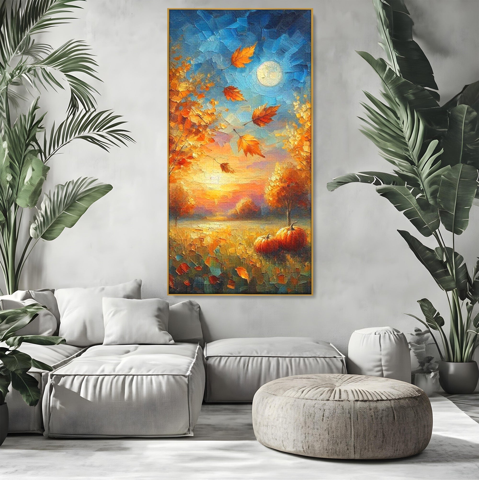 Tablou Canvas Premium LuxCanva® PI1114, Toamna Magica, Auriu, Peisaj, Frunze, Apus, Living, Culori Vibrante