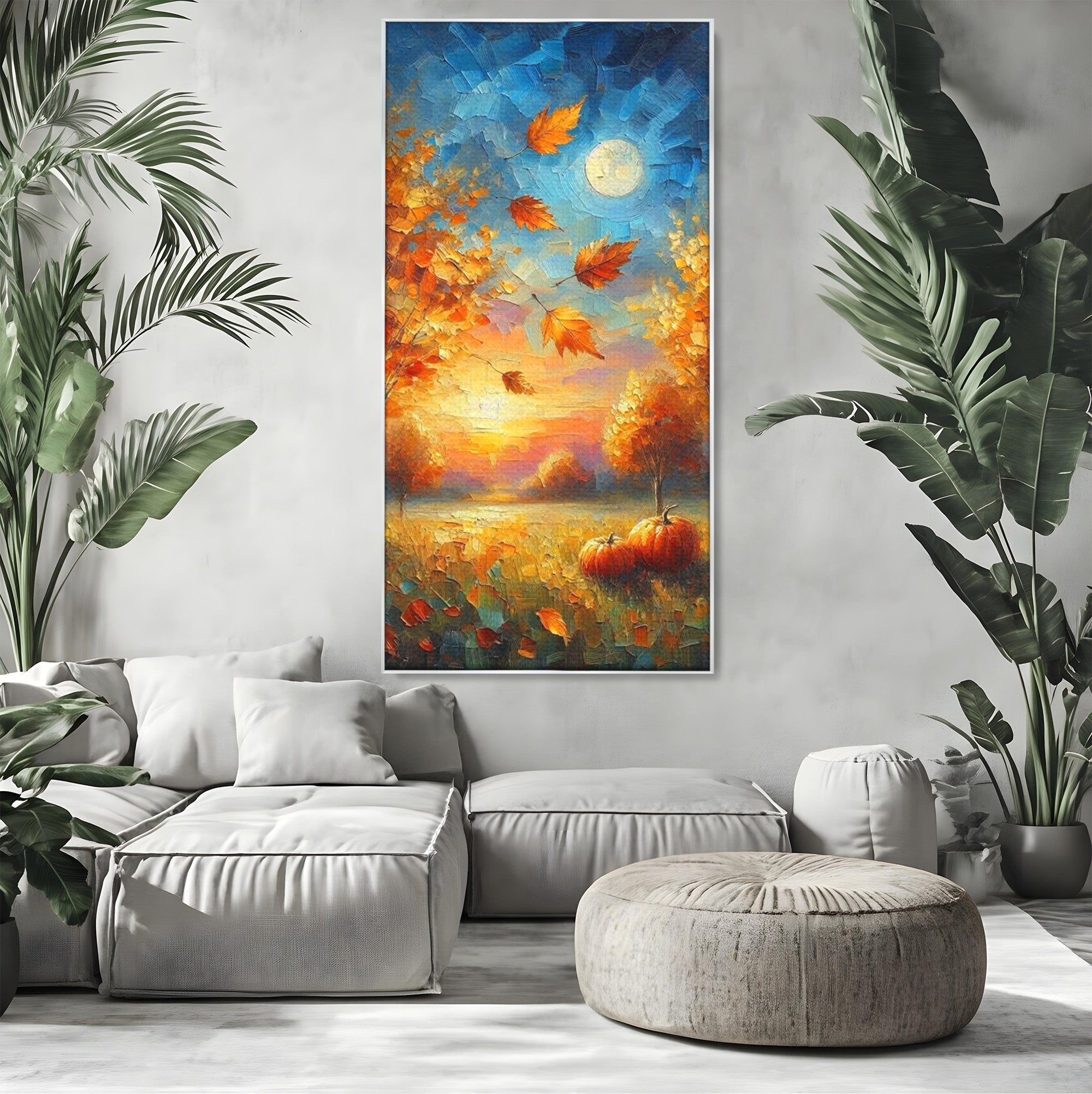 Tablou Canvas Premium LuxCanva® PI1114, Toamna Magica, Auriu, Peisaj, Frunze, Apus, Living, Culori Vibrante