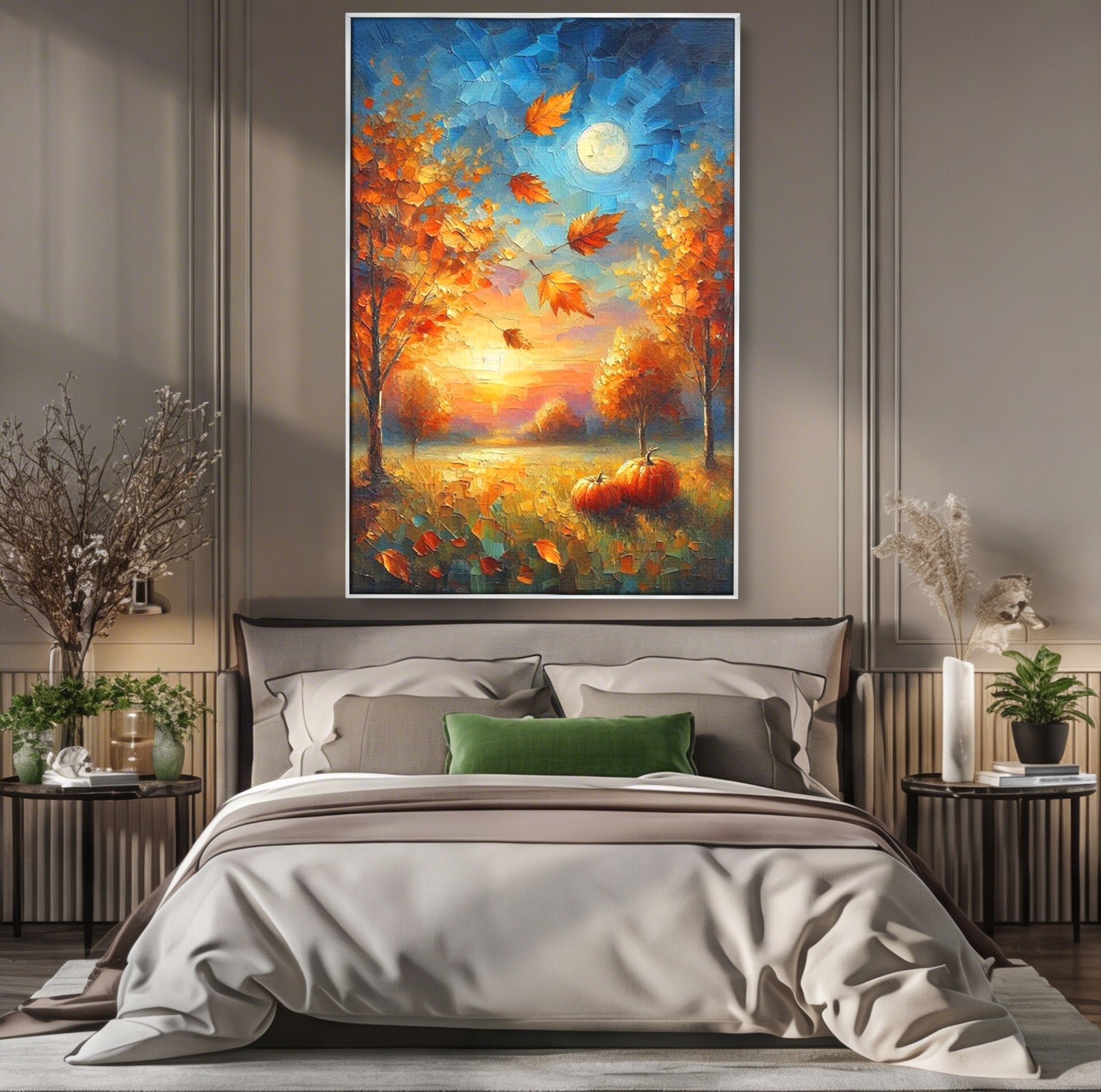 Tablou Canvas Premium LuxCanva® PI1114, Toamna Magica, Auriu, Peisaj, Frunze, Apus, Living, Culori Vibrante
