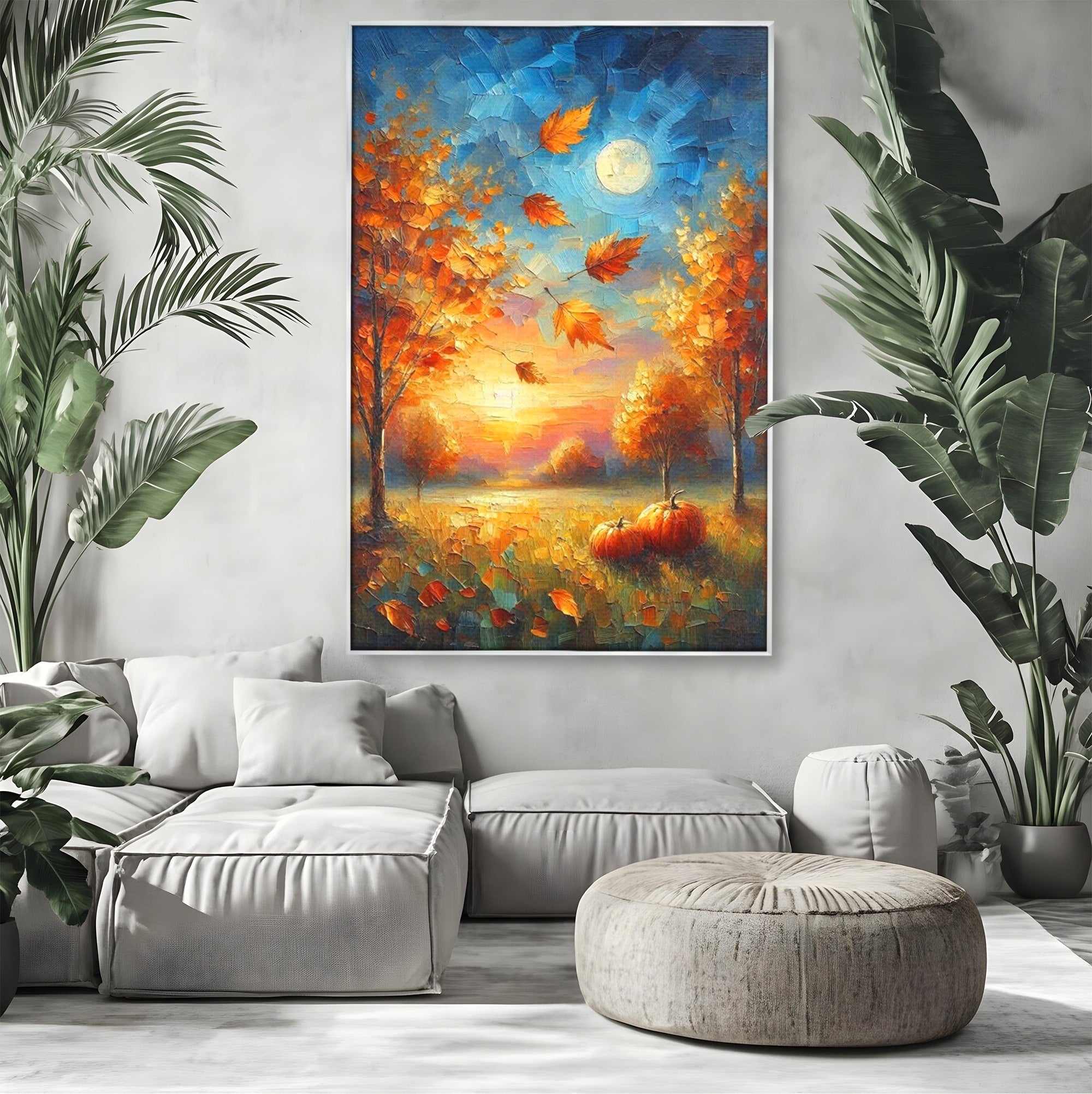 Tablou Canvas Premium LuxCanva® PI1114, Toamna Magica, Auriu, Peisaj, Frunze, Apus, Living, Culori Vibrante