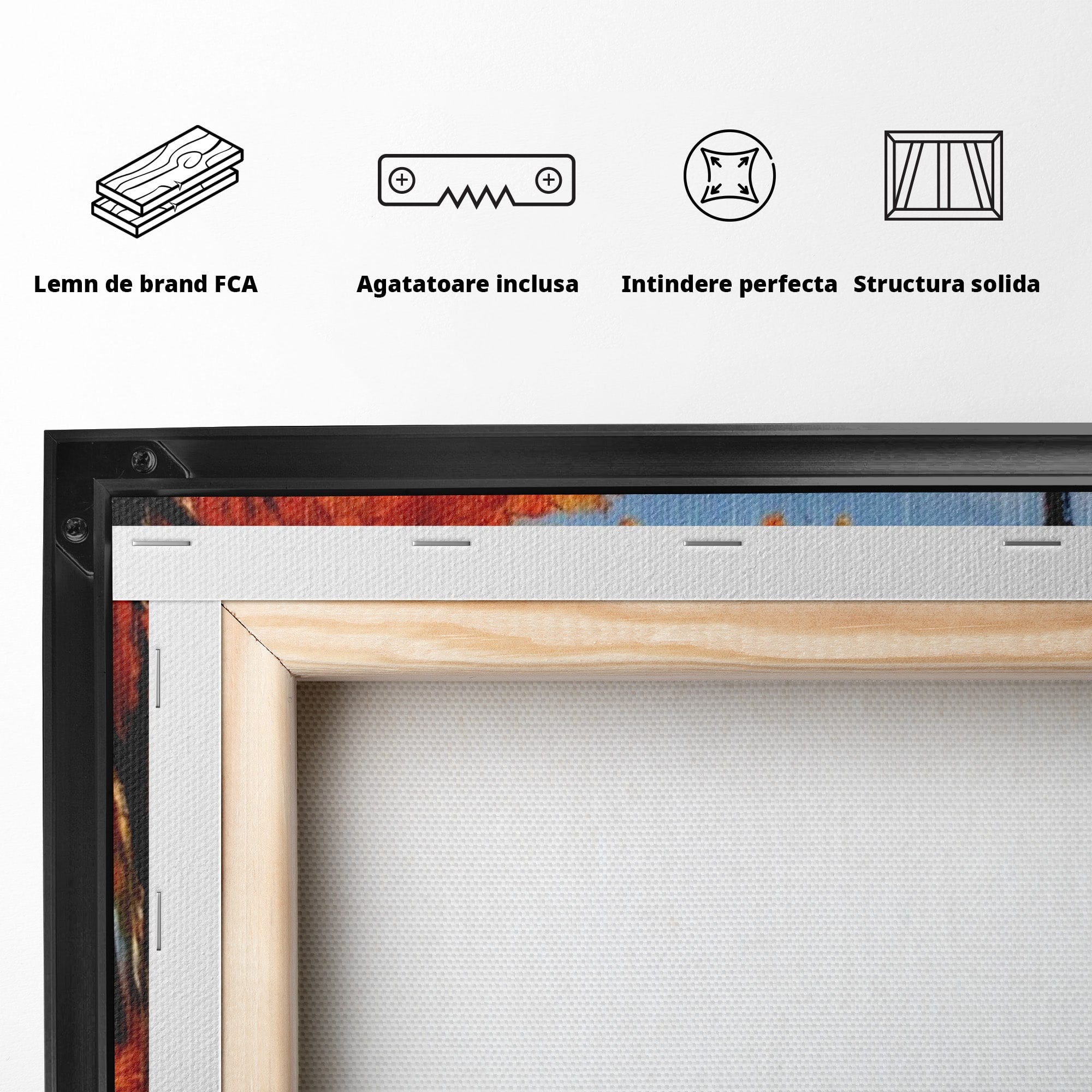 Tablou Canvas Premium LuxCanva® PI1115, Promenada Toamnei, Felinar, Parc, Peisaj, Rau, Living, Culori Vibrante