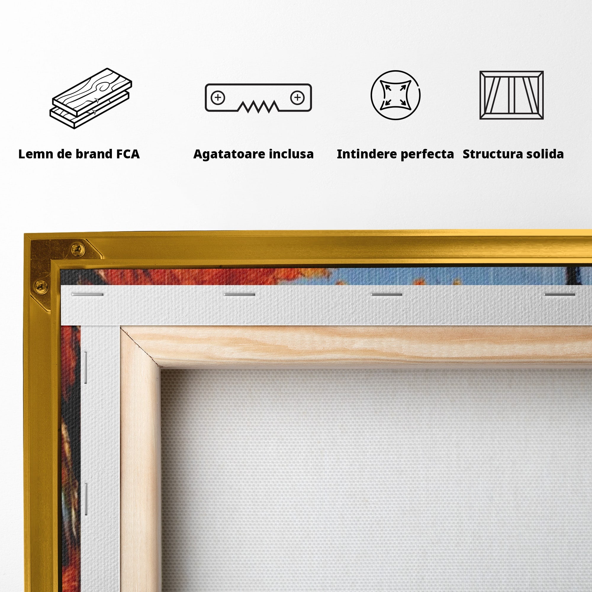 Tablou Canvas Premium LuxCanva® PI1115, Promenada Toamnei, Felinar, Parc, Peisaj, Rau, Living, Culori Vibrante