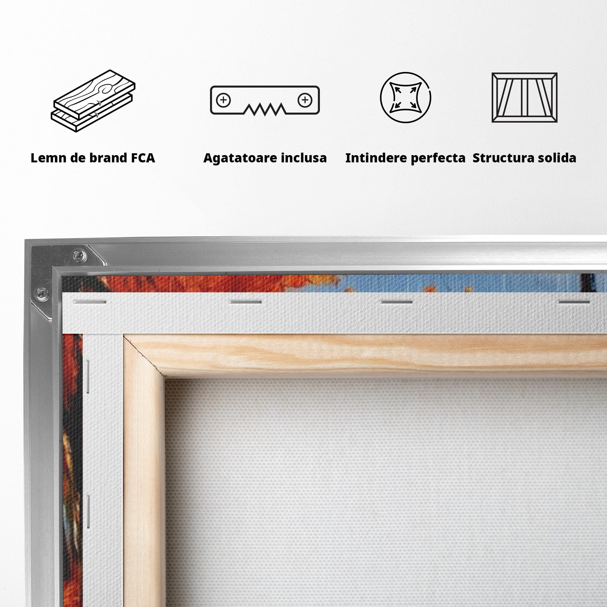 Tablou Canvas Premium LuxCanva® PI1115, Promenada Toamnei, Felinar, Parc, Peisaj, Rau, Living, Culori Vibrante