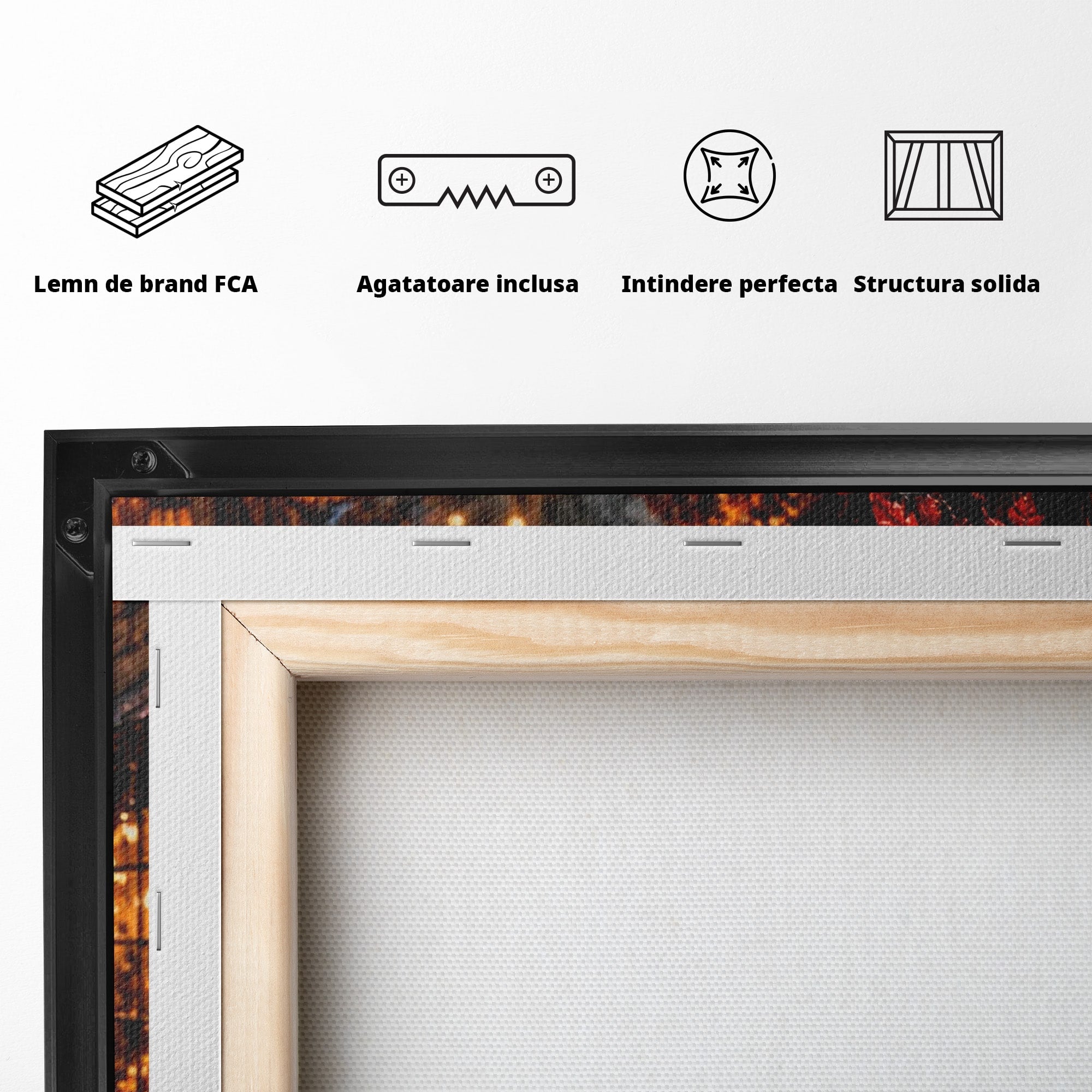 Tablou Canvas Premium LuxCanva® PI1117, Strada Vintage Cu Ceas, Alee, Felinar, Vintage, Lampi, Living, Culori Vibrante