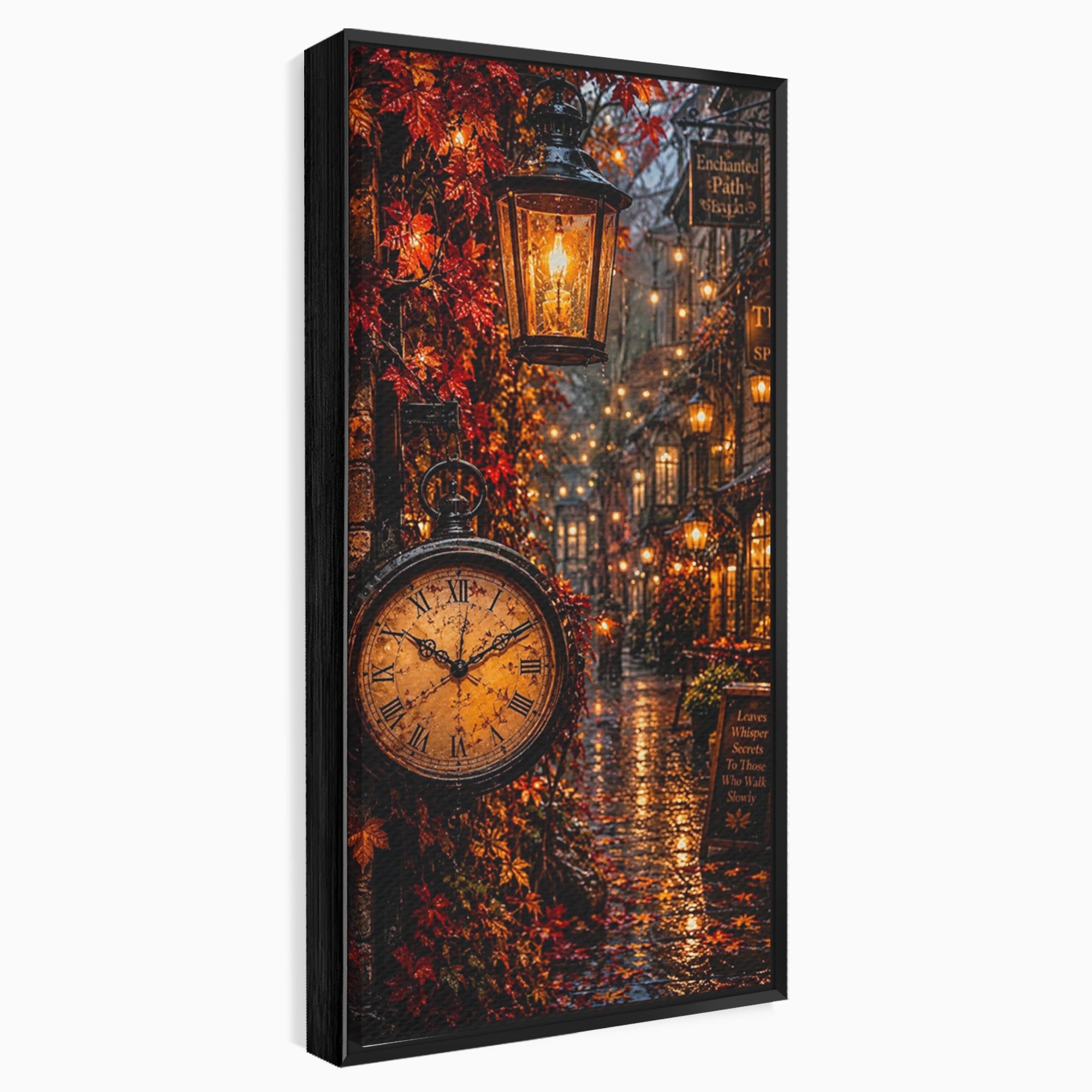 Tablou Canvas Premium LuxCanva® PI1117, Strada Vintage Cu Ceas, Alee, Felinar, Vintage, Lampi, Living, Culori Vibrante