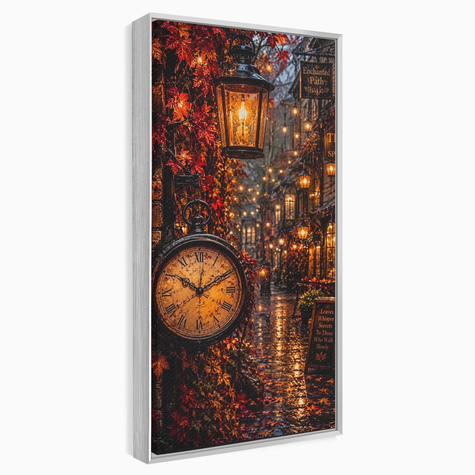 Tablou Canvas Premium LuxCanva® PI1117, Strada Vintage Cu Ceas, Alee, Felinar, Vintage, Lampi, Living, Culori Vibrante
