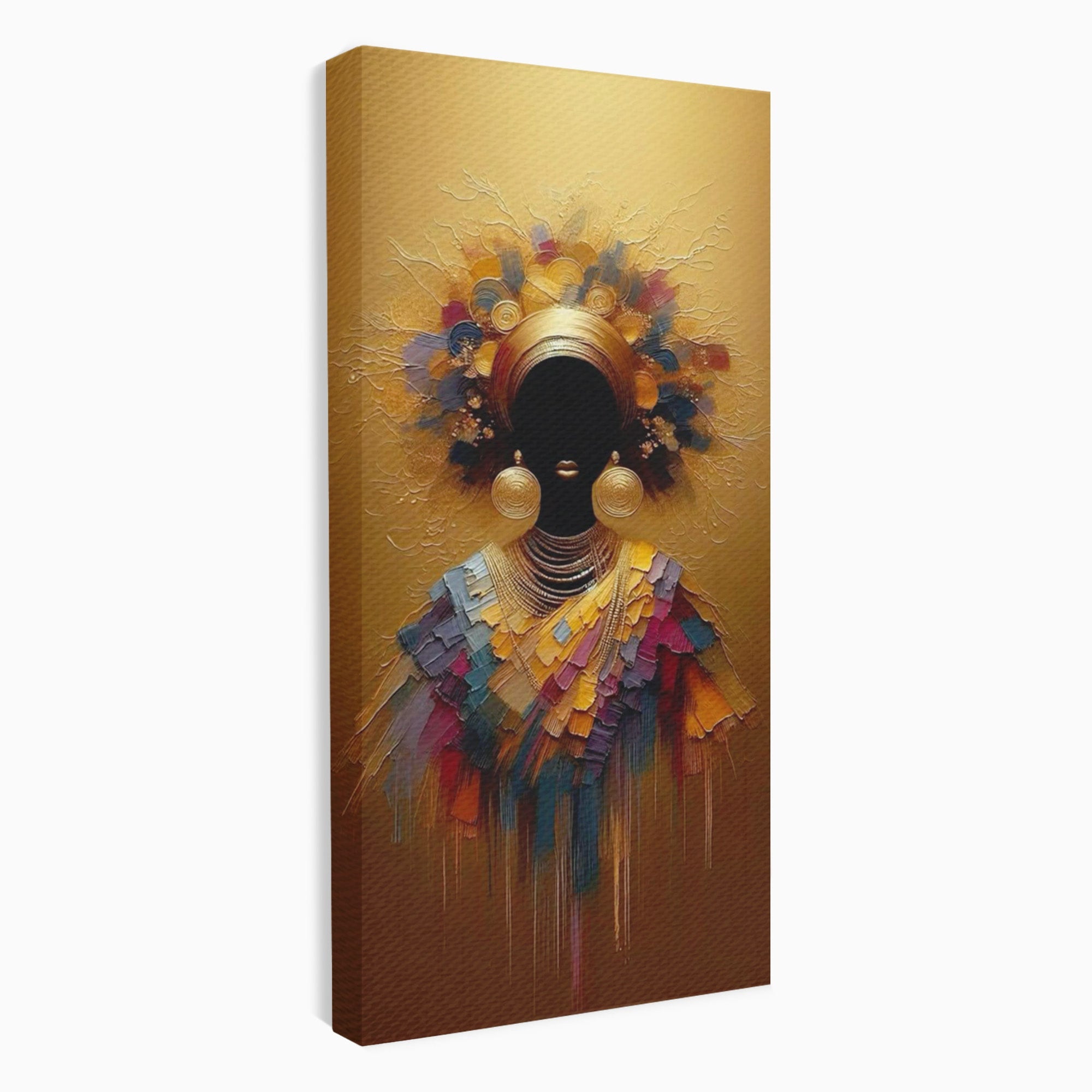 Tablou Canvas Premium LuxCanva® PI1118, Regina Africana, Bijuterii, Portret, Arta Contemporana, Eleganta, Dormitor, Living, Culori Vibrante