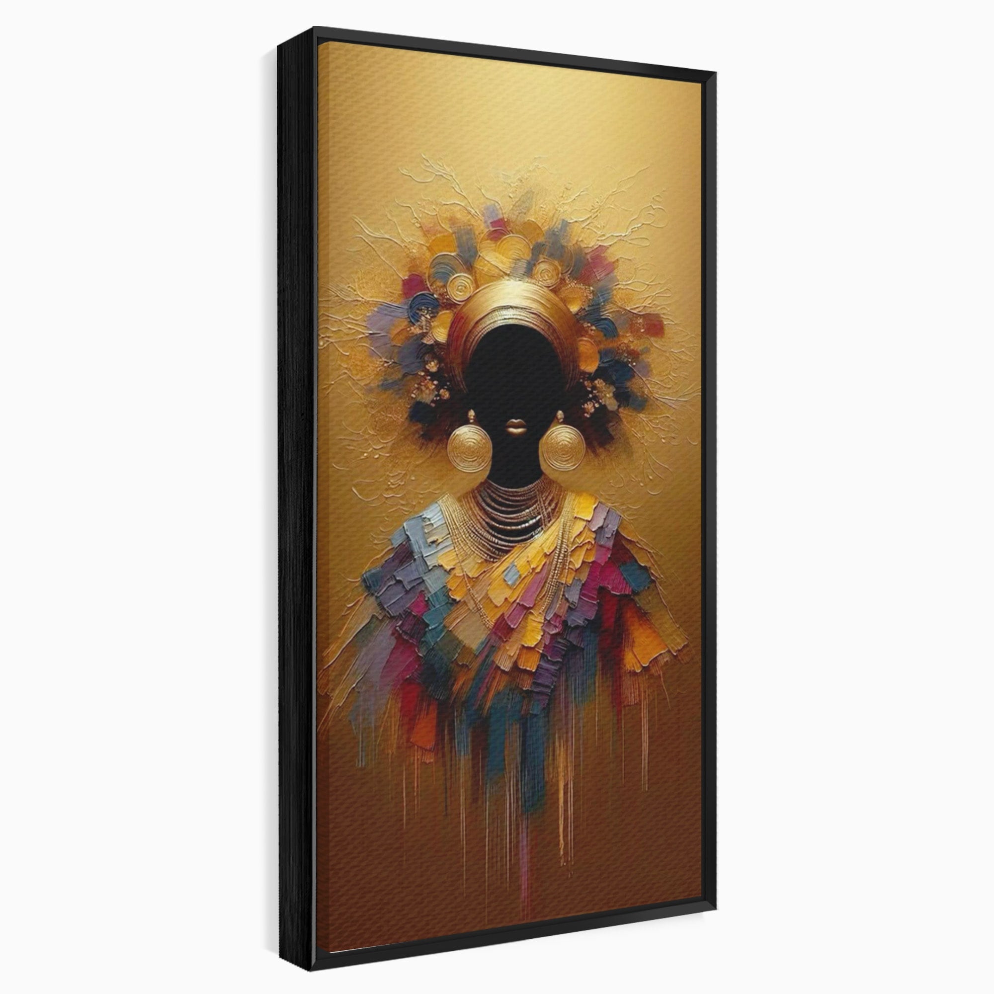 Tablou Canvas Premium LuxCanva® PI1118, Regina Africana, Bijuterii, Portret, Arta Contemporana, Eleganta, Dormitor, Living, Culori Vibrante