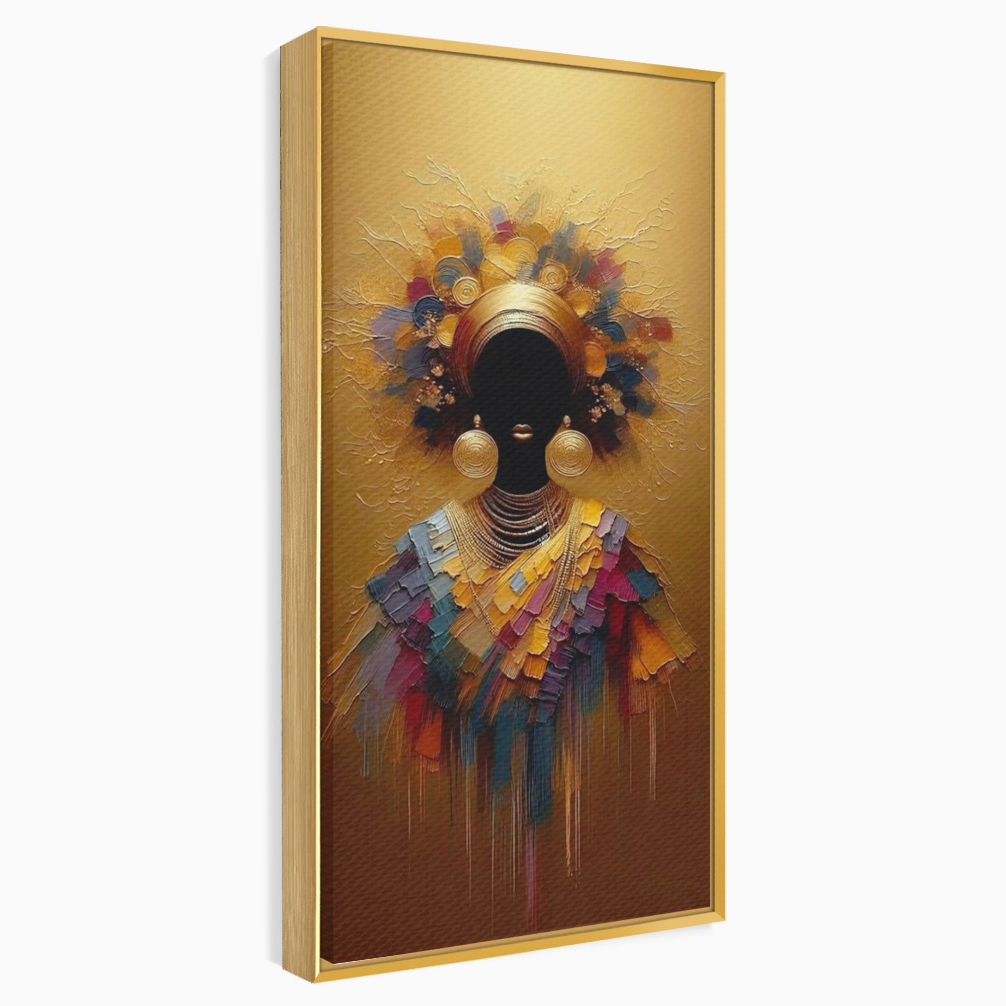Tablou Canvas Premium LuxCanva® PI1118, Regina Africana, Bijuterii, Portret, Arta Contemporana, Eleganta, Dormitor, Living, Culori Vibrante