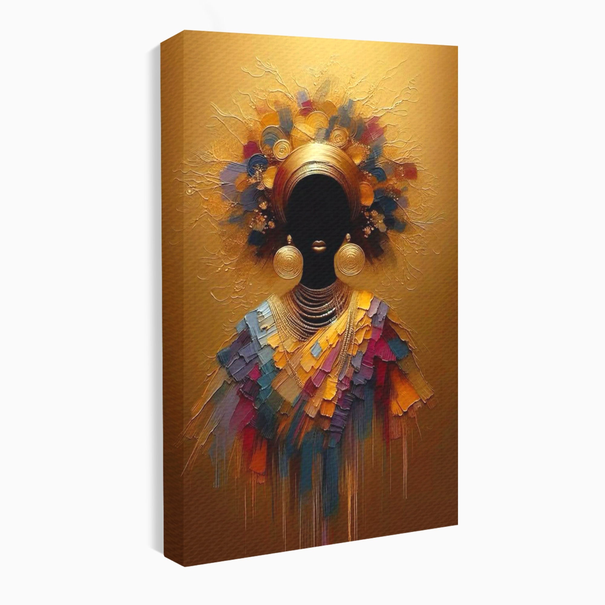 Tablou Canvas Premium LuxCanva® PI1118, Regina Africana, Bijuterii, Portret, Arta Contemporana, Eleganta, Dormitor, Living, Culori Vibrante
