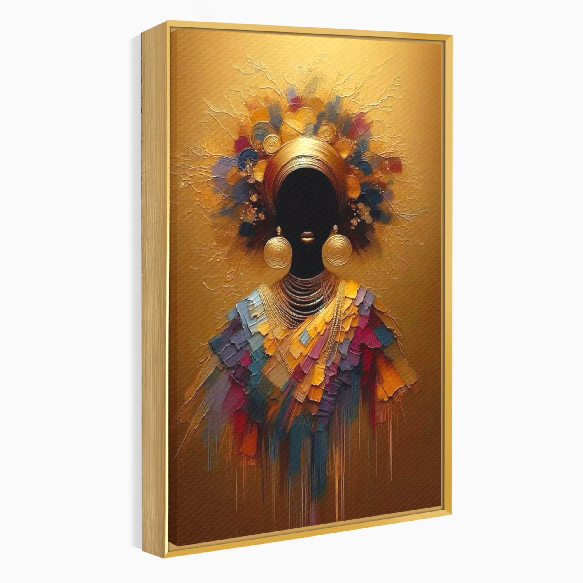 Tablou Canvas Premium LuxCanva® PI1118, Regina Africana, Bijuterii, Portret, Arta Contemporana, Eleganta, Dormitor, Living, Culori Vibrante