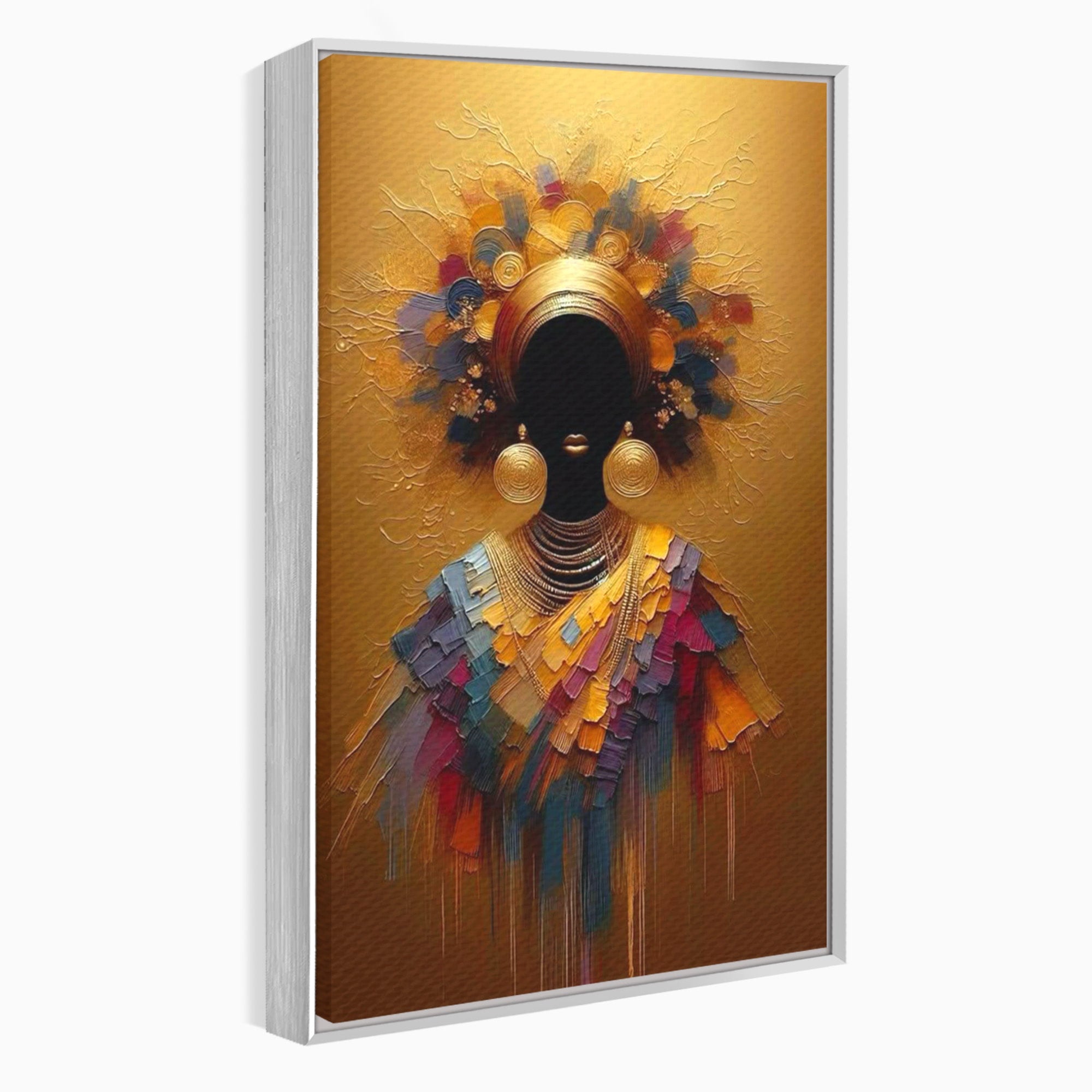Tablou Canvas Premium LuxCanva® PI1118, Regina Africana, Bijuterii, Portret, Arta Contemporana, Eleganta, Dormitor, Living, Culori Vibrante