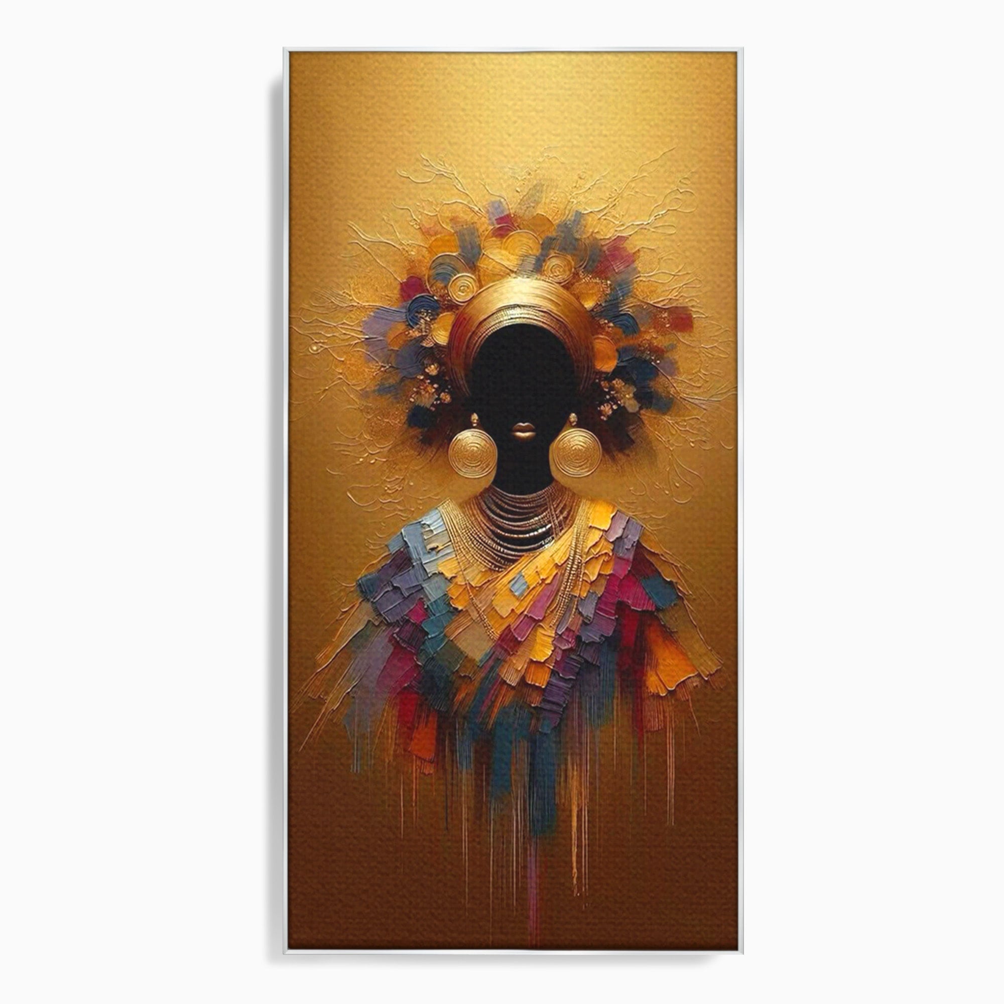 Tablou Canvas Premium LuxCanva® PI1118, Regina Africana, Bijuterii, Portret, Arta Contemporana, Eleganta, Dormitor, Living, Culori Vibrante