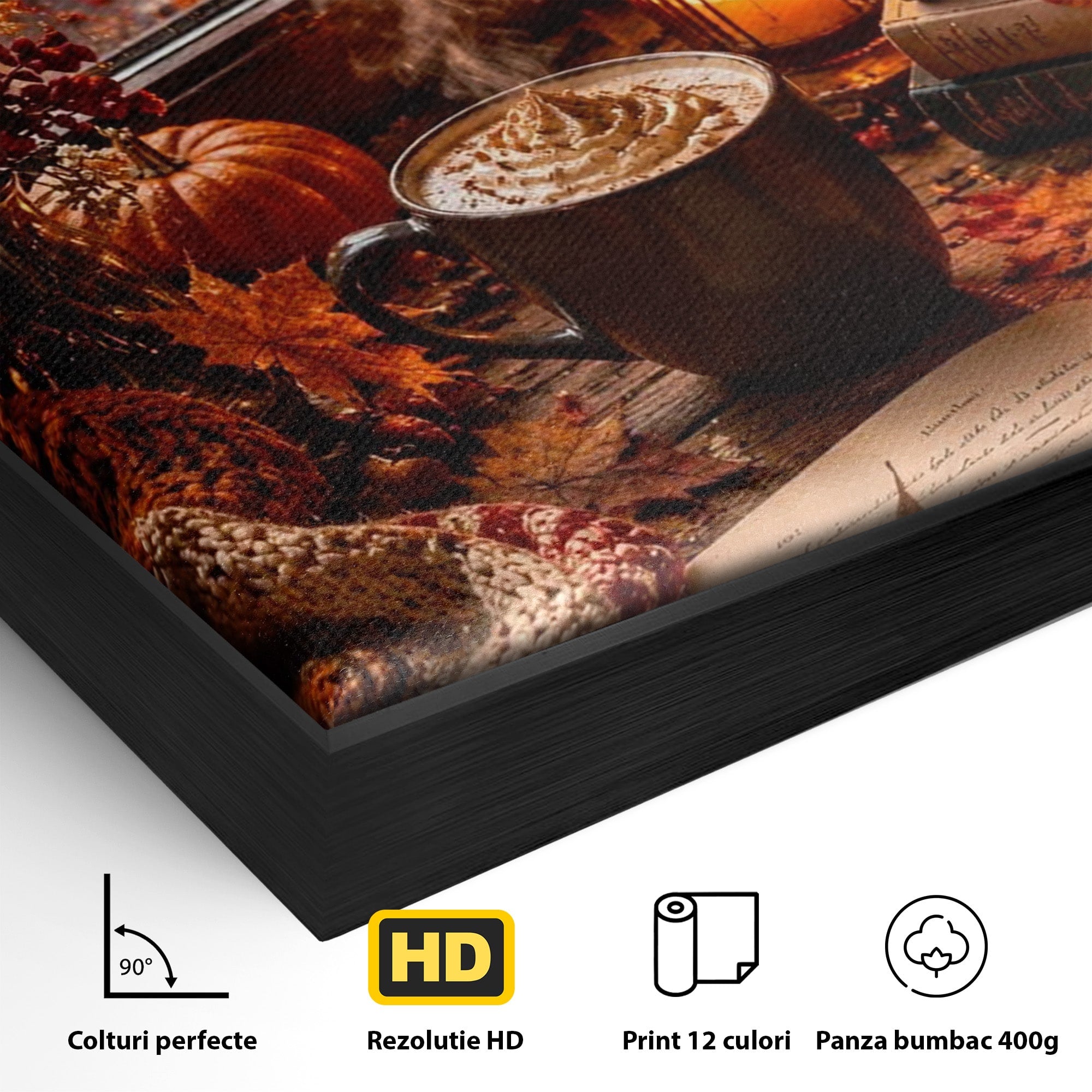 Tablou Canvas Premium LuxCanva® PI1120, Toamna Cocheta, Liniste, Cafea, Relaxare, Living, Plimbare, Culori Vibrante