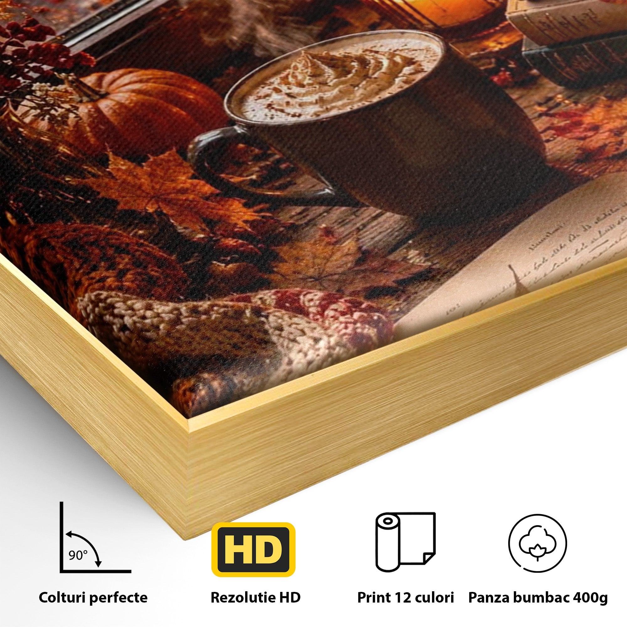 Tablou Canvas Premium LuxCanva® PI1120, Toamna Cocheta, Liniste, Cafea, Relaxare, Living, Plimbare, Culori Vibrante