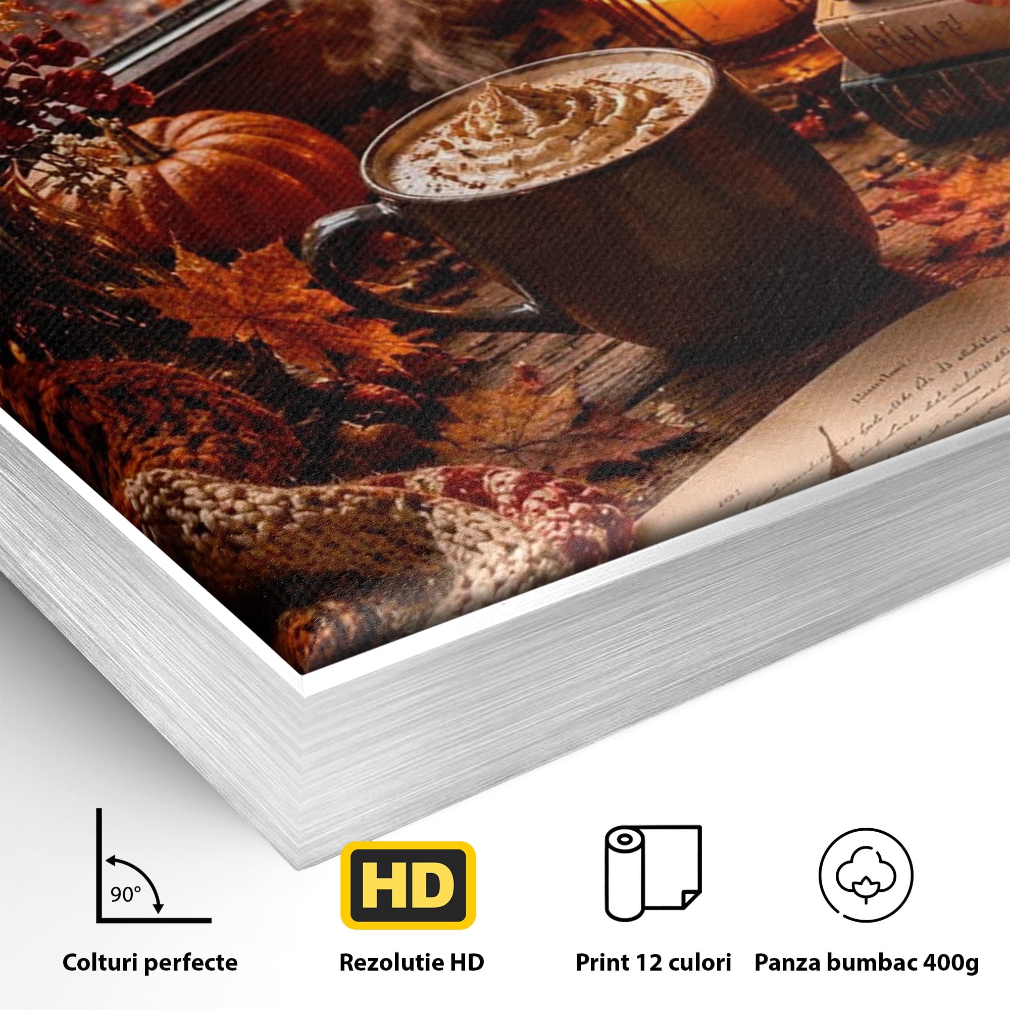 Tablou Canvas Premium LuxCanva® PI1120, Toamna Cocheta, Liniste, Cafea, Relaxare, Living, Plimbare, Culori Vibrante