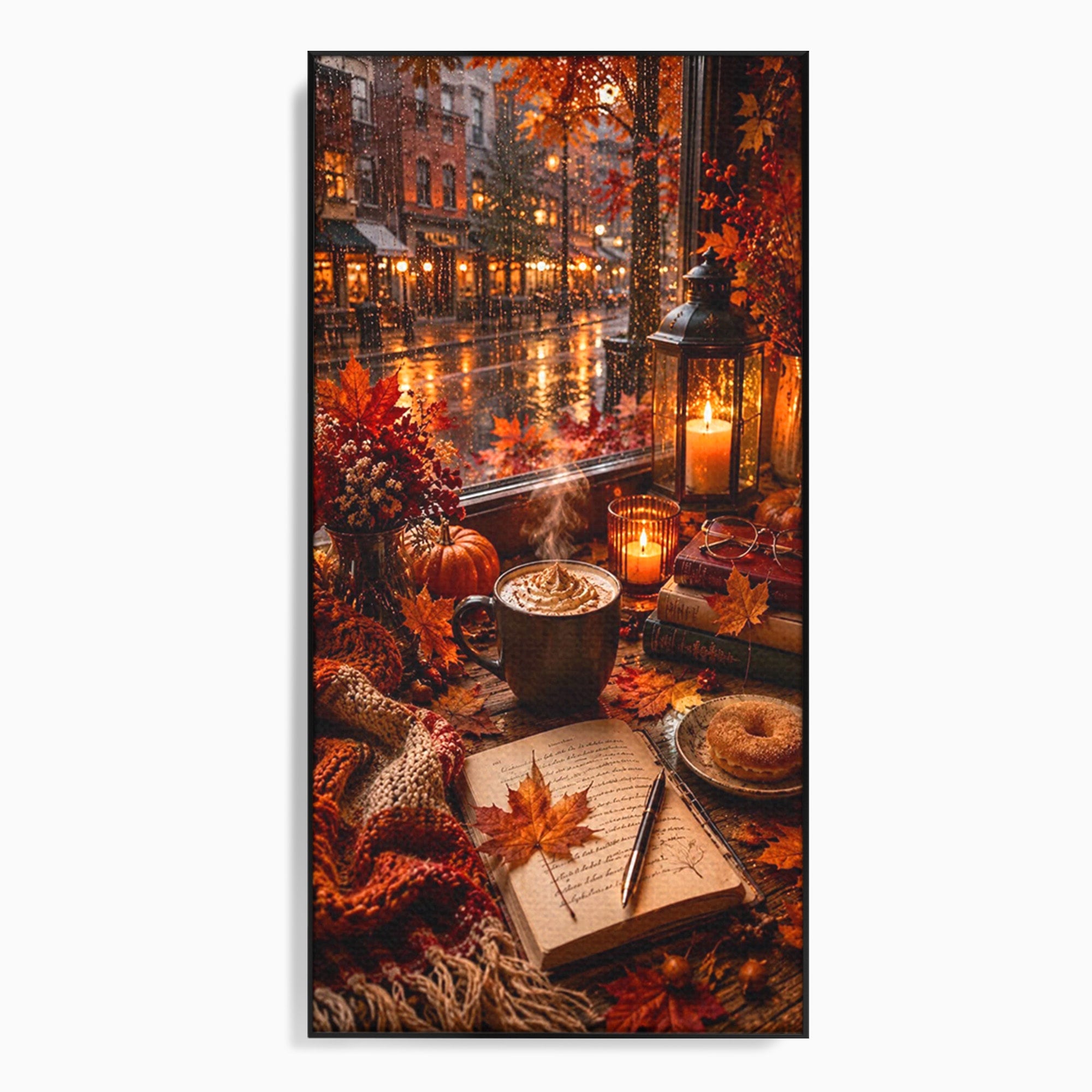 Tablou Canvas Premium LuxCanva® PI1120, Toamna Cocheta, Liniste, Cafea, Relaxare, Living, Plimbare, Culori Vibrante