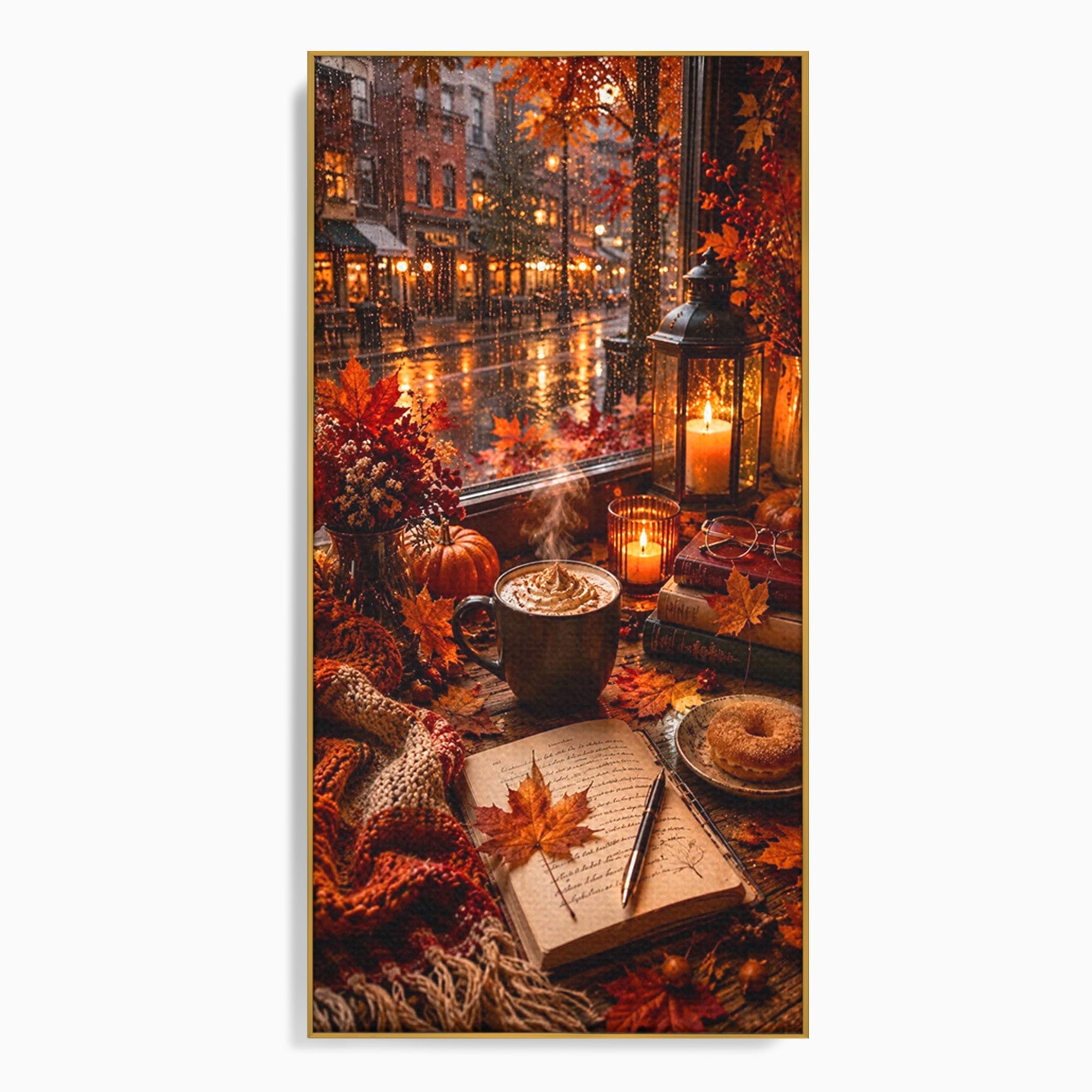 Tablou Canvas Premium LuxCanva® PI1120, Toamna Cocheta, Liniste, Cafea, Relaxare, Living, Plimbare, Culori Vibrante