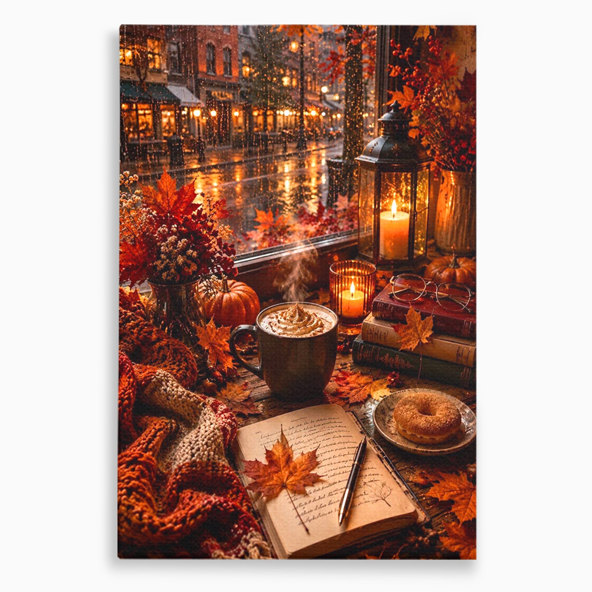 Tablou Canvas Premium LuxCanva® PI1120, Toamna Cocheta, Liniste, Cafea, Relaxare, Living, Plimbare, Culori Vibrante