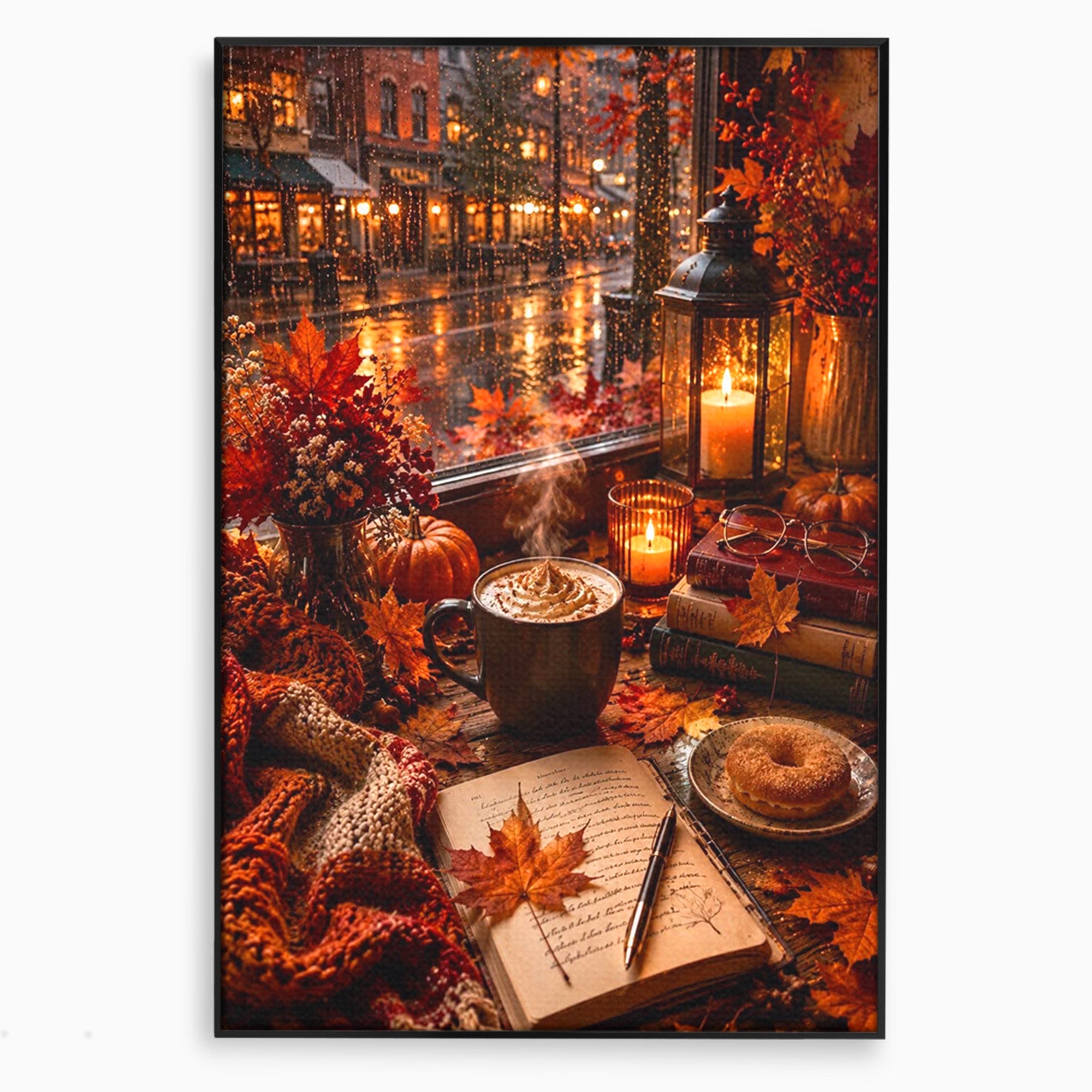 Tablou Canvas Premium LuxCanva® PI1120, Toamna Cocheta, Liniste, Cafea, Relaxare, Living, Plimbare, Culori Vibrante