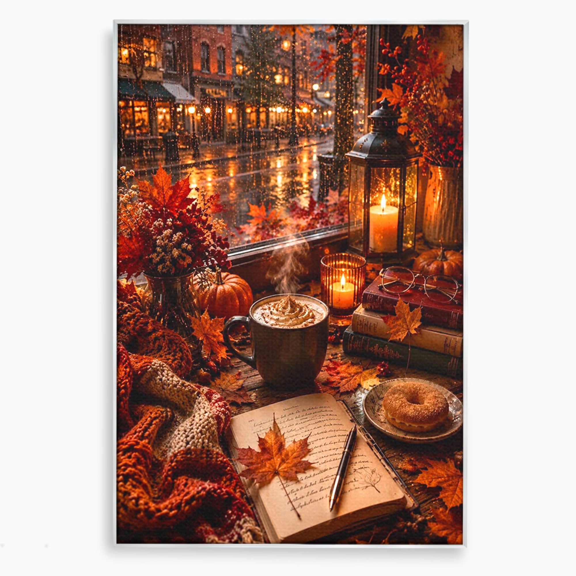Tablou Canvas Premium LuxCanva® PI1120, Toamna Cocheta, Liniste, Cafea, Relaxare, Living, Plimbare, Culori Vibrante