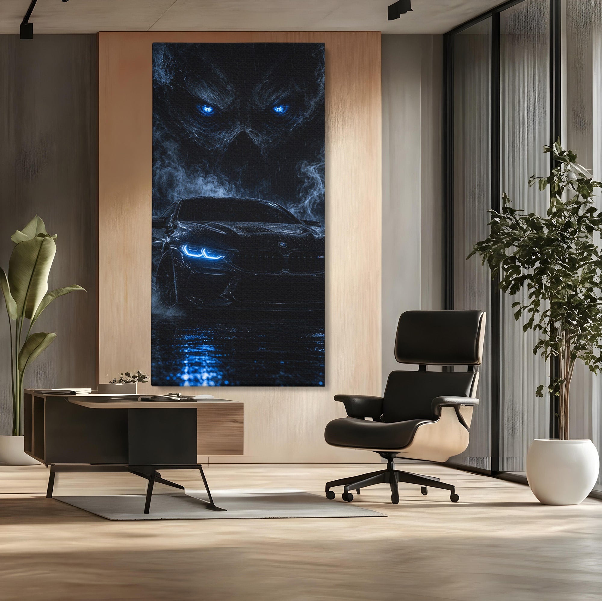 Tablou Canvas Premium LuxCanva® PI1135, Masina In Noapte, Vehicul, Intuneric, Mister, Ploaie, Living, Dormitor, Culori Vibrante