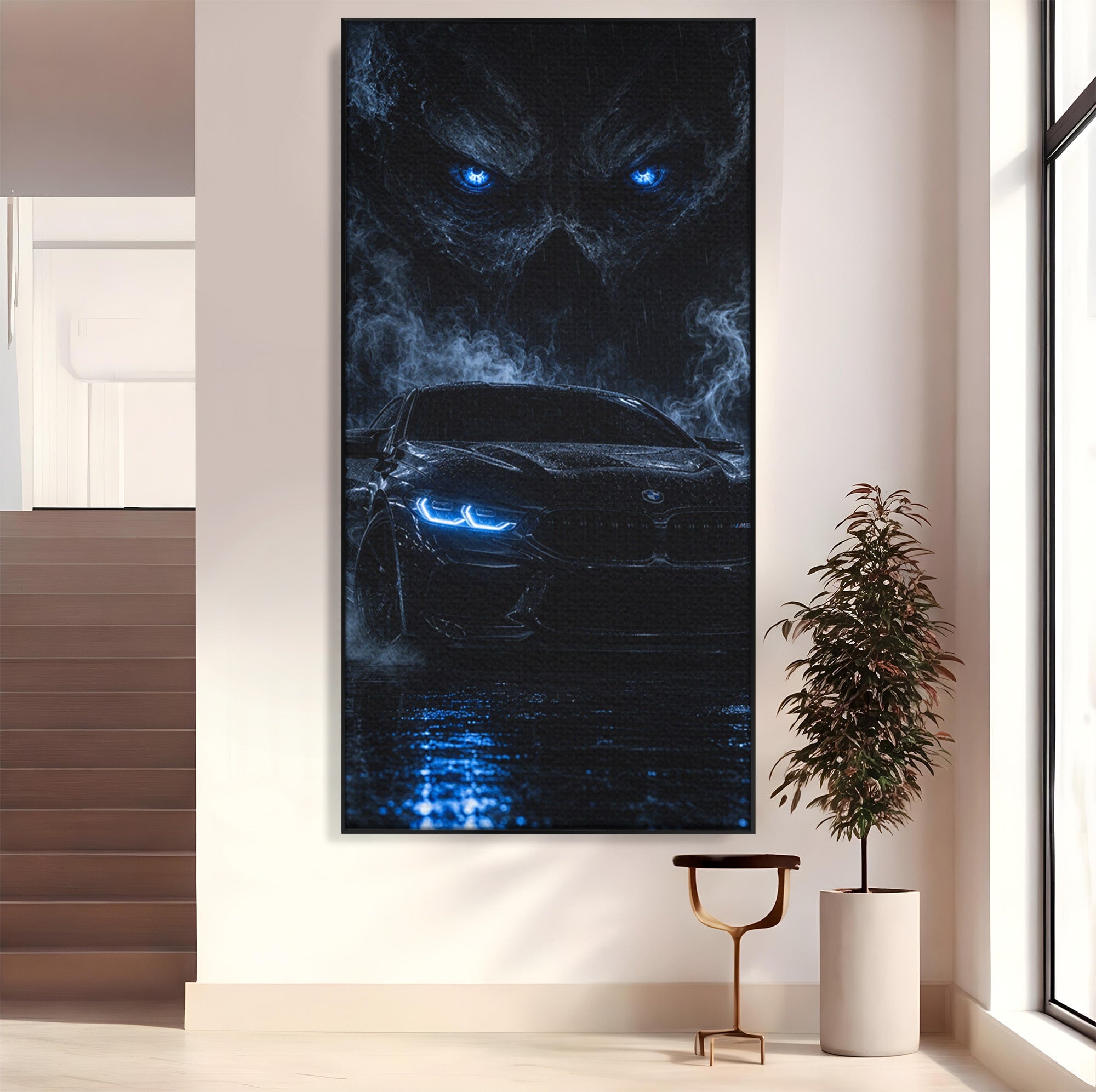 Tablou Canvas Premium LuxCanva® PI1135, Masina In Noapte, Vehicul, Intuneric, Mister, Ploaie, Living, Dormitor, Culori Vibrante