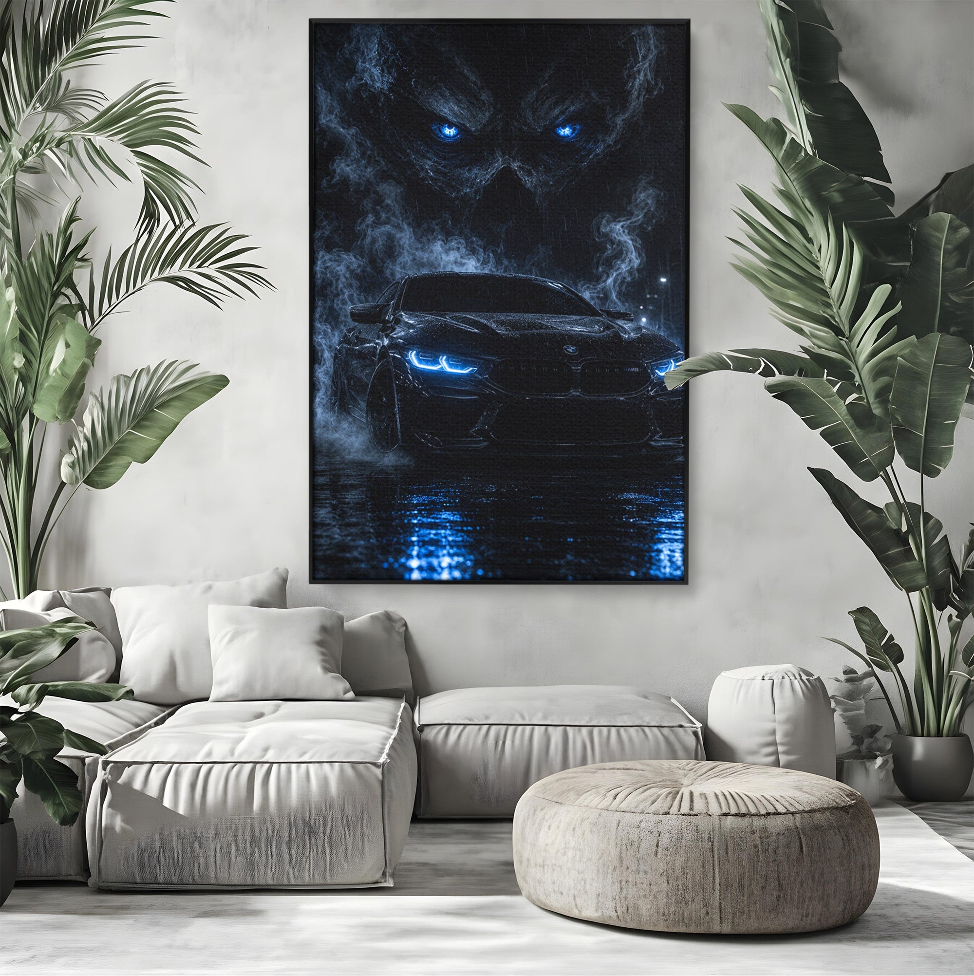 Tablou Canvas Premium LuxCanva® PI1135, Masina In Noapte, Vehicul, Intuneric, Mister, Ploaie, Living, Dormitor, Culori Vibrante