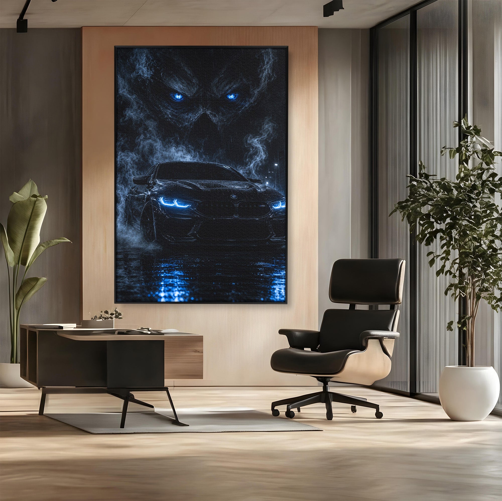 Tablou Canvas Premium LuxCanva® PI1135, Masina In Noapte, Vehicul, Intuneric, Mister, Ploaie, Living, Dormitor, Culori Vibrante