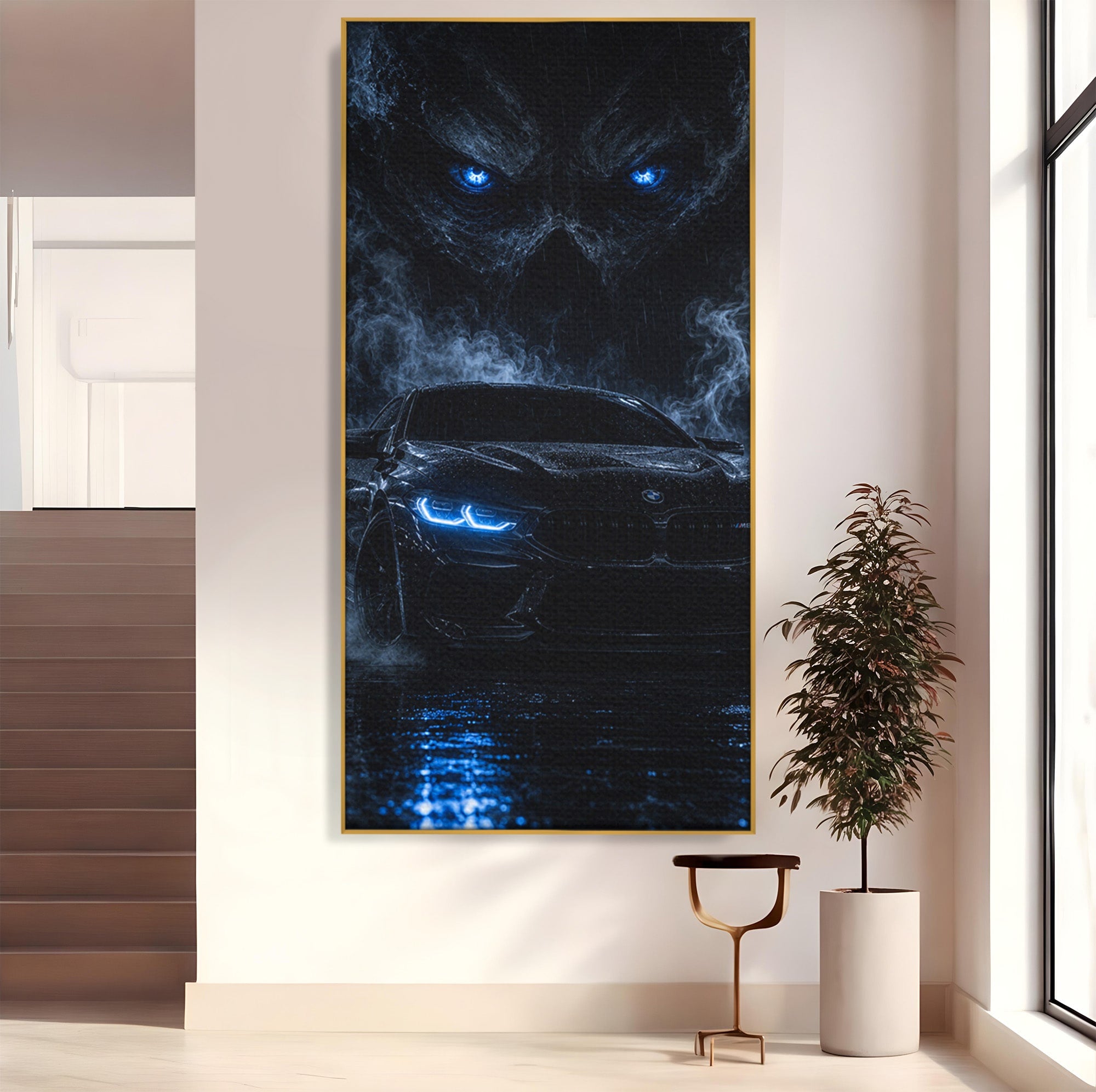 Tablou Canvas Premium LuxCanva® PI1135, Masina In Noapte, Vehicul, Intuneric, Mister, Ploaie, Living, Dormitor, Culori Vibrante