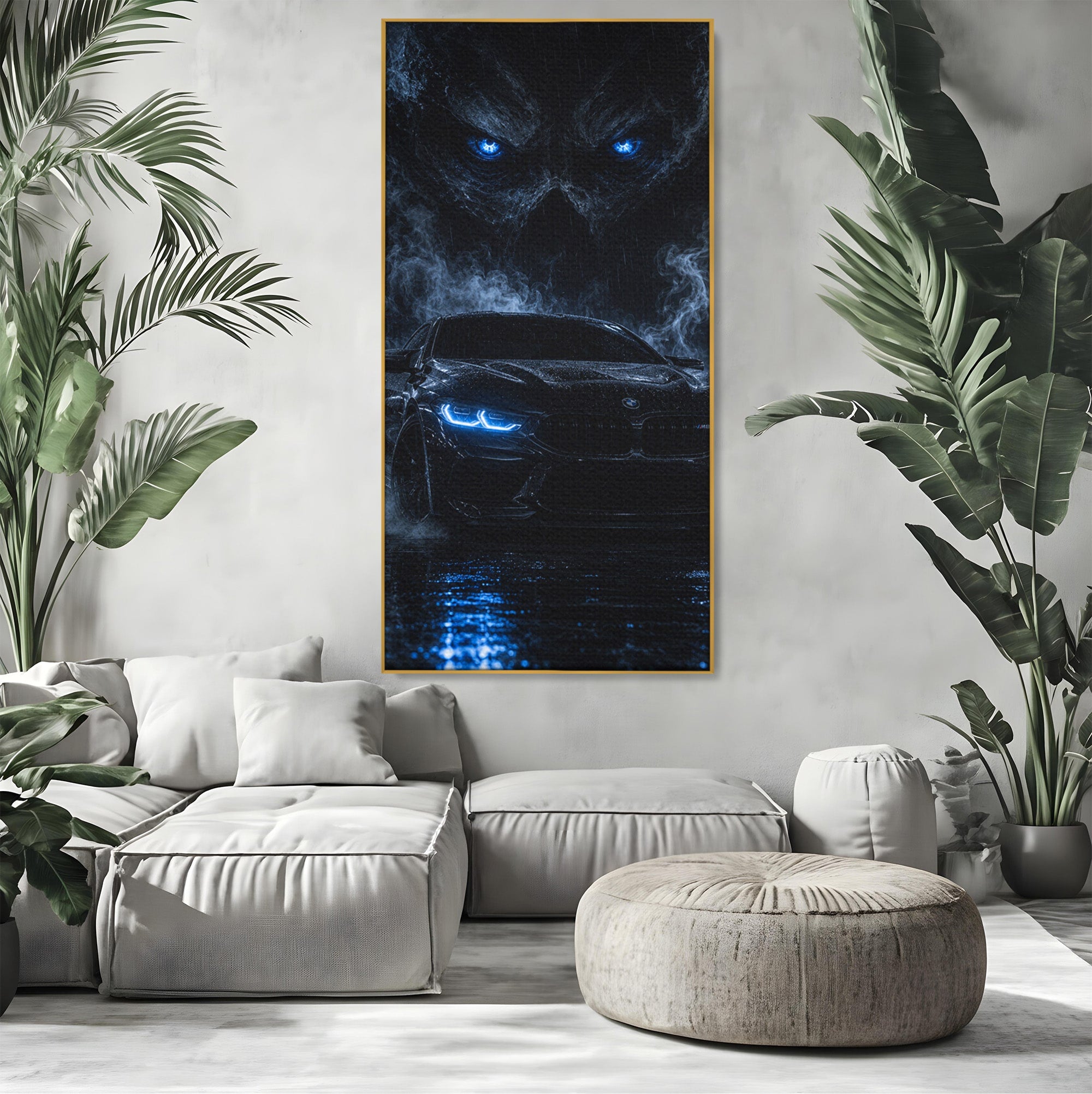 Tablou Canvas Premium LuxCanva® PI1135, Masina In Noapte, Vehicul, Intuneric, Mister, Ploaie, Living, Dormitor, Culori Vibrante