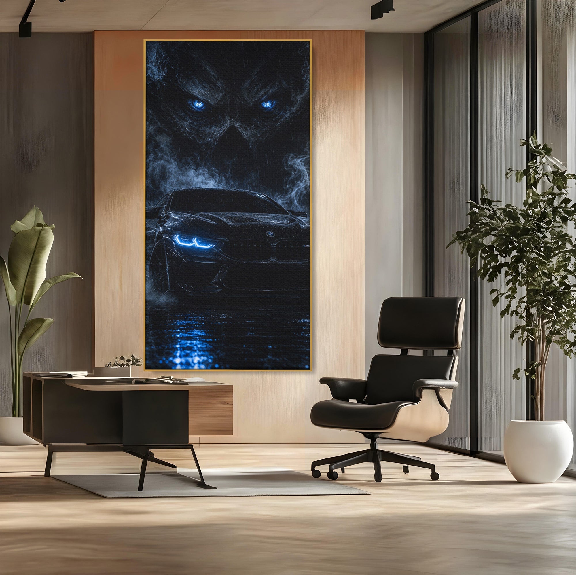 Tablou Canvas Premium LuxCanva® PI1135, Masina In Noapte, Vehicul, Intuneric, Mister, Ploaie, Living, Dormitor, Culori Vibrante