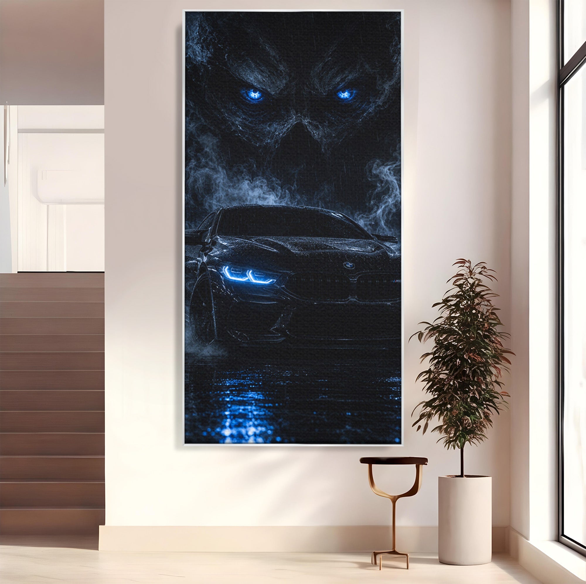 Tablou Canvas Premium LuxCanva® PI1135, Masina In Noapte, Vehicul, Intuneric, Mister, Ploaie, Living, Dormitor, Culori Vibrante
