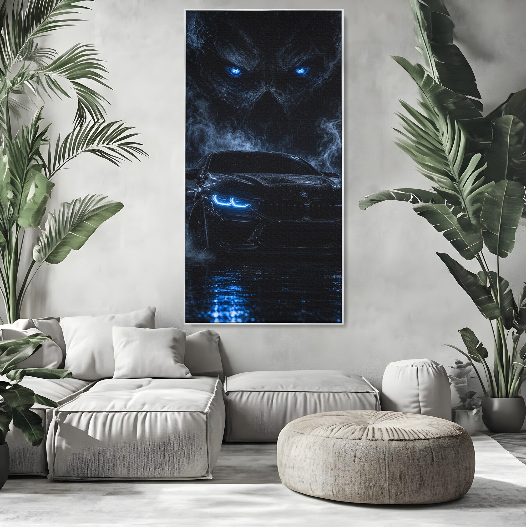 Tablou Canvas Premium LuxCanva® PI1135, Masina In Noapte, Vehicul, Intuneric, Mister, Ploaie, Living, Dormitor, Culori Vibrante