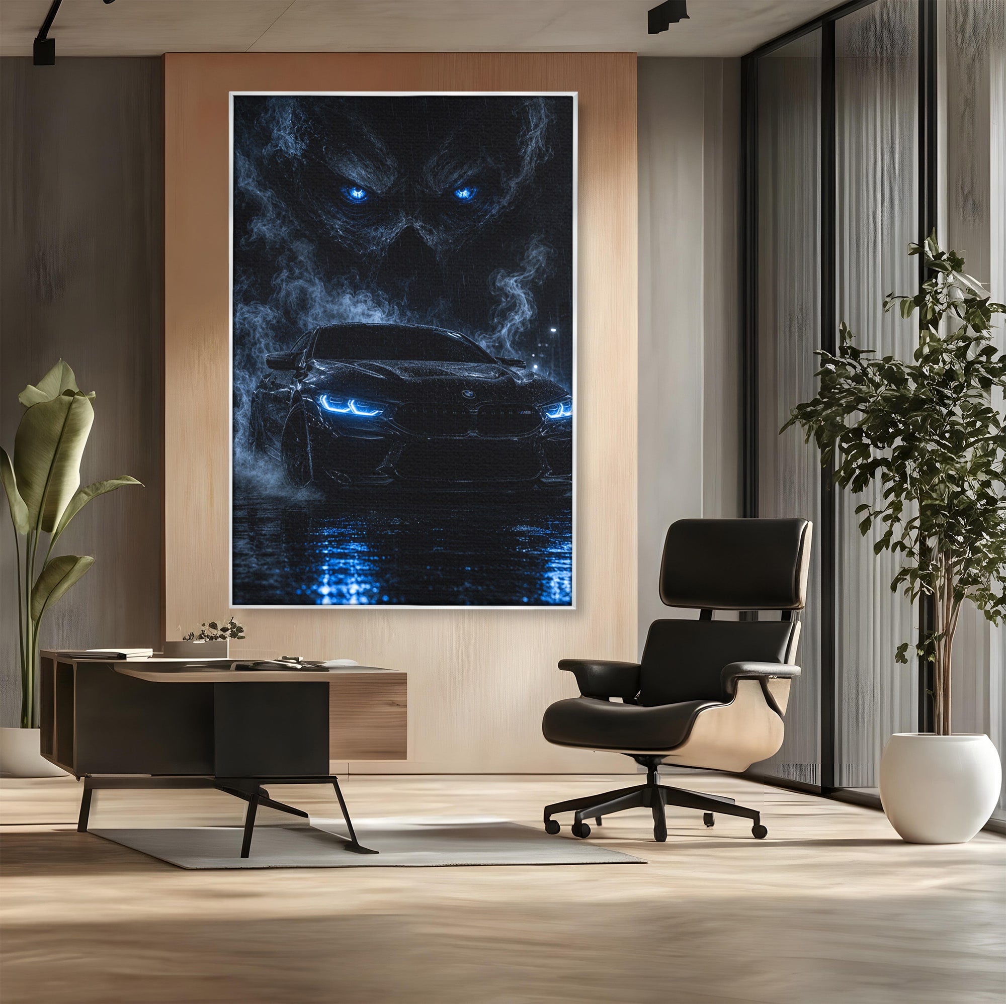 Tablou Canvas Premium LuxCanva® PI1135, Masina In Noapte, Vehicul, Intuneric, Mister, Ploaie, Living, Dormitor, Culori Vibrante