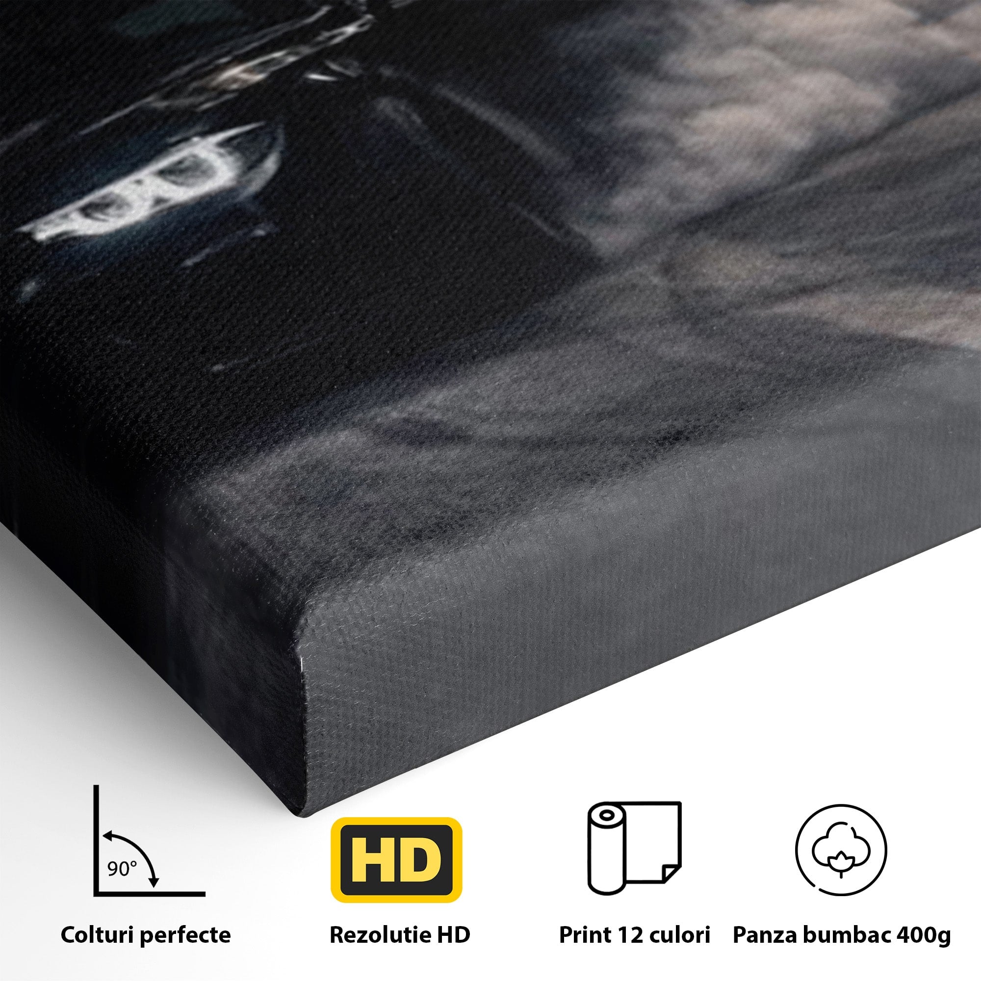 Tablou Canvas Premium LuxCanva® PI1136, Cursa Nocturna, Masina, Cal, Viteza, Aventura, Noapte, Living, Birou, Culori Vibrante