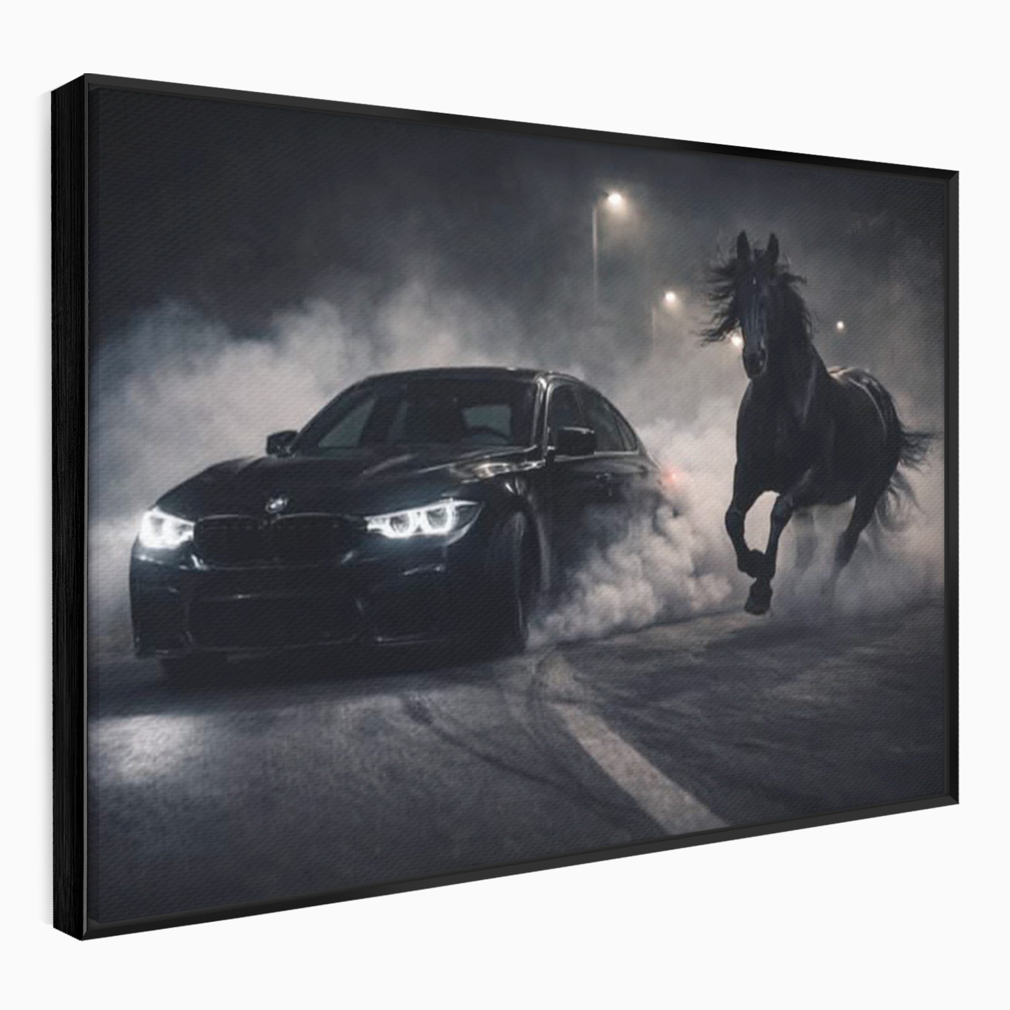 Tablou Canvas Premium LuxCanva® PI1136, Cursa Nocturna, Masina, Cal, Viteza, Aventura, Noapte, Living, Birou, Culori Vibrante
