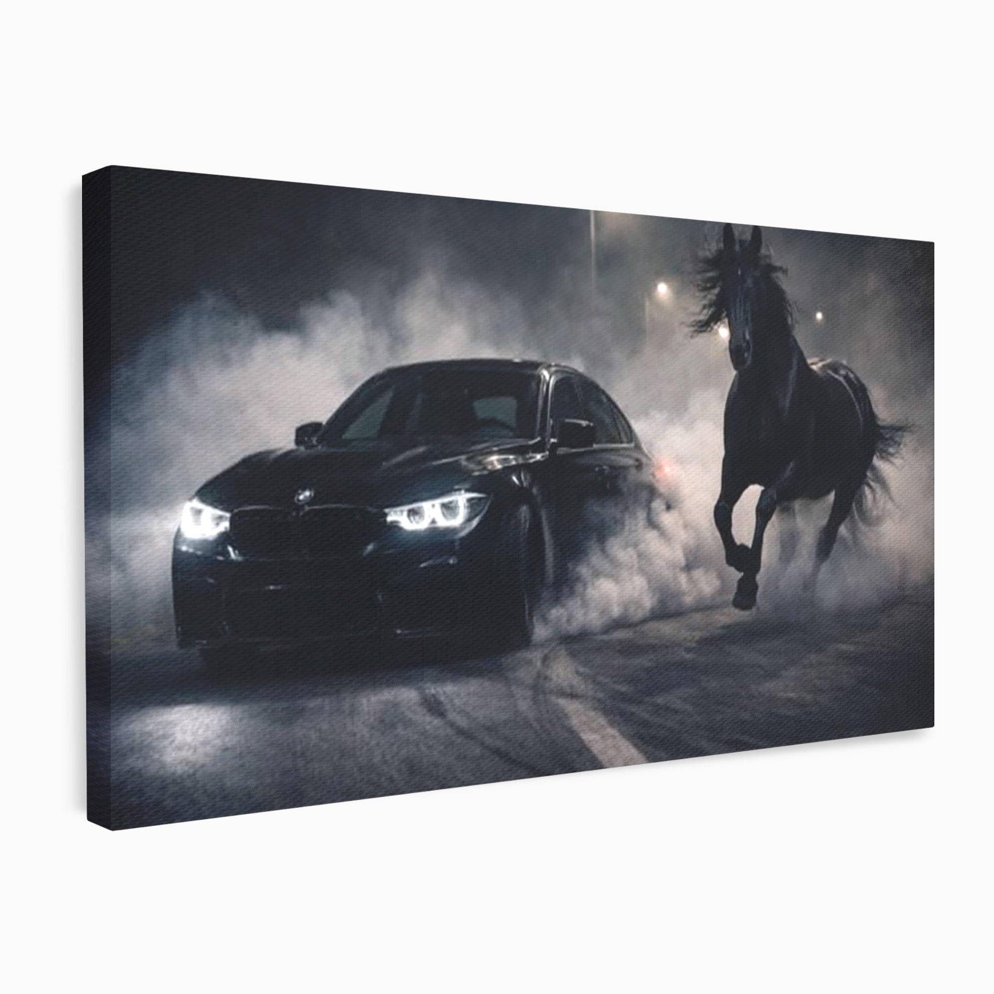 Tablou Canvas Premium LuxCanva® PI1136, Cursa Nocturna, Masina, Cal, Viteza, Aventura, Noapte, Living, Birou, Culori Vibrante