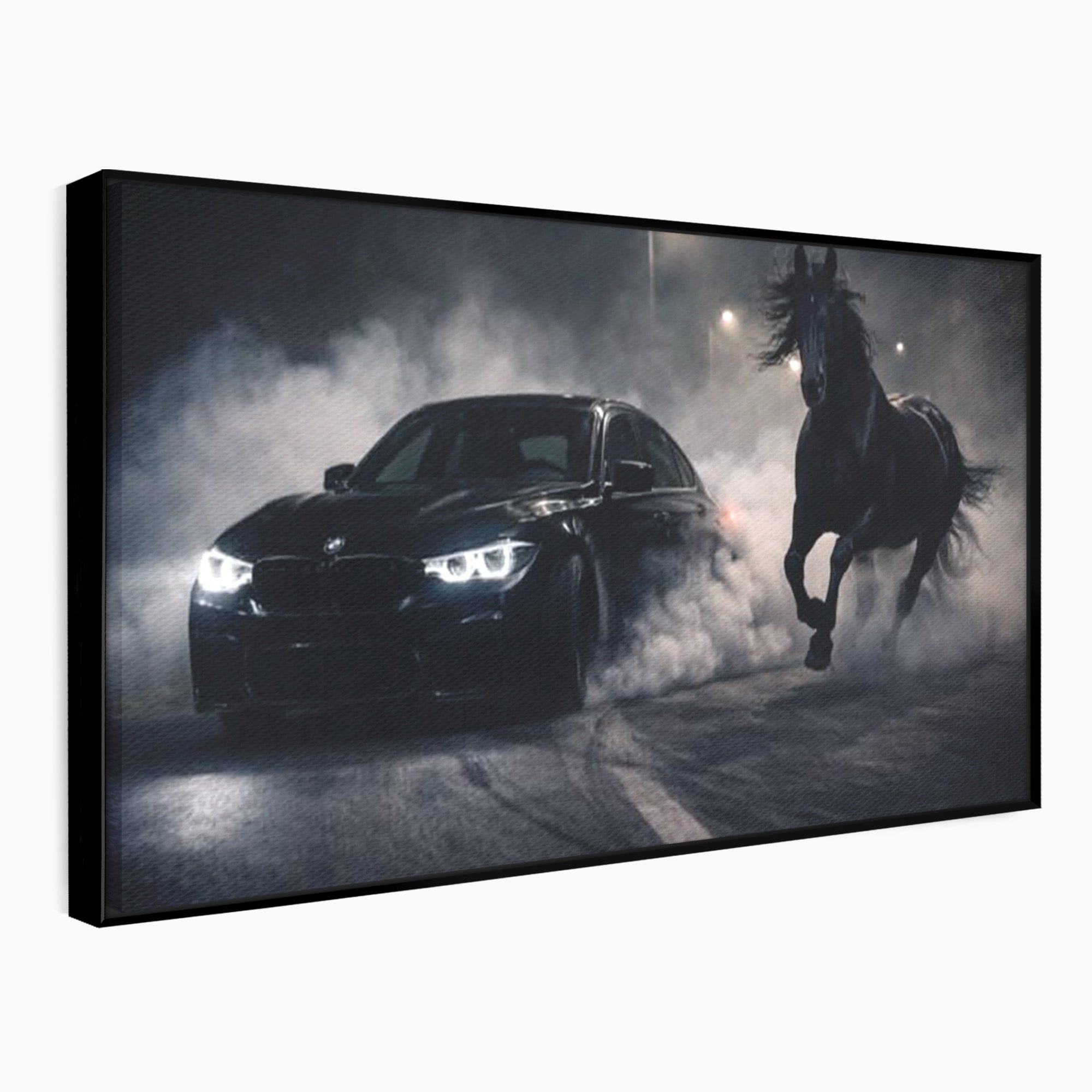 Tablou Canvas Premium LuxCanva® PI1136, Cursa Nocturna, Masina, Cal, Viteza, Aventura, Noapte, Living, Birou, Culori Vibrante