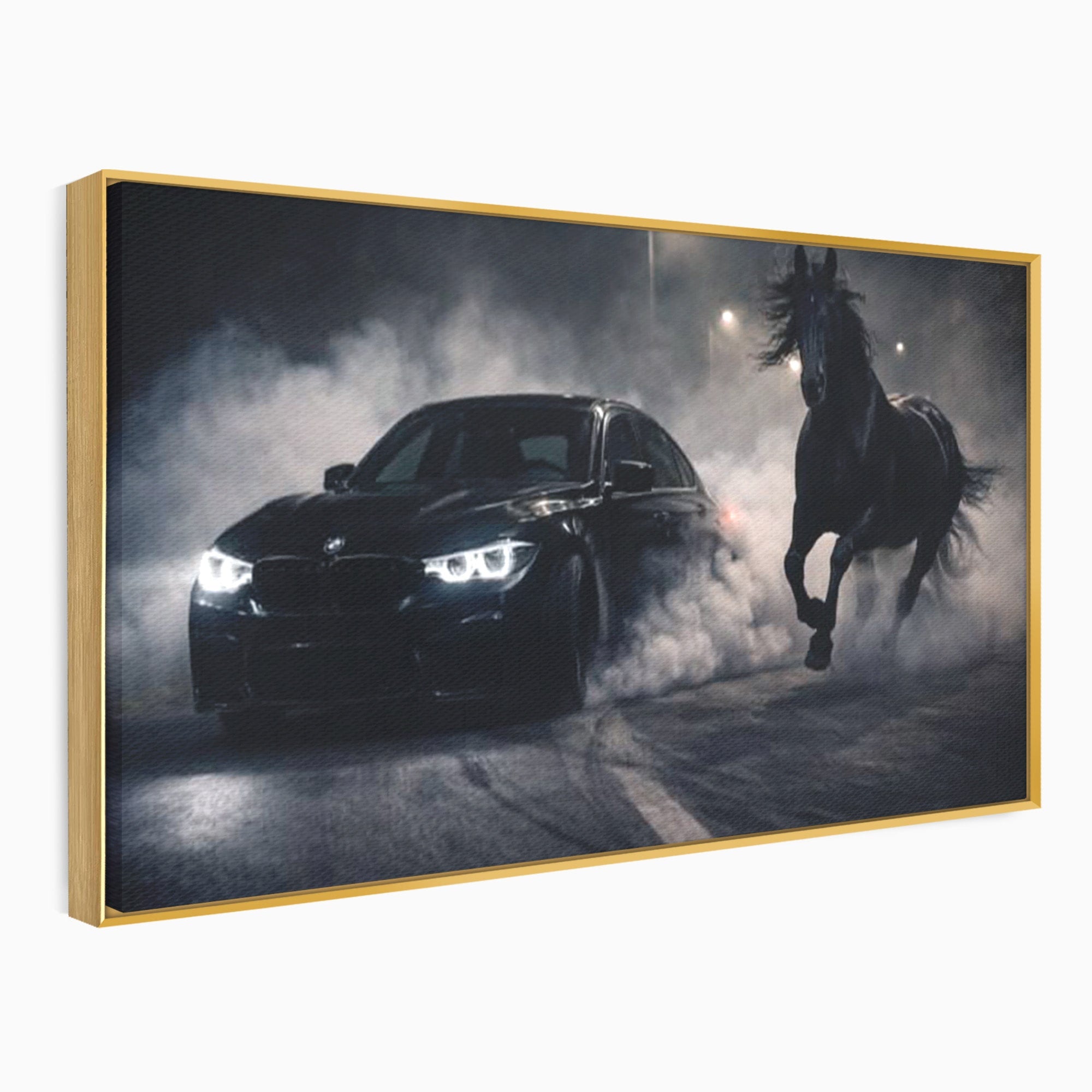 Tablou Canvas Premium LuxCanva® PI1136, Cursa Nocturna, Masina, Cal, Viteza, Aventura, Noapte, Living, Birou, Culori Vibrante