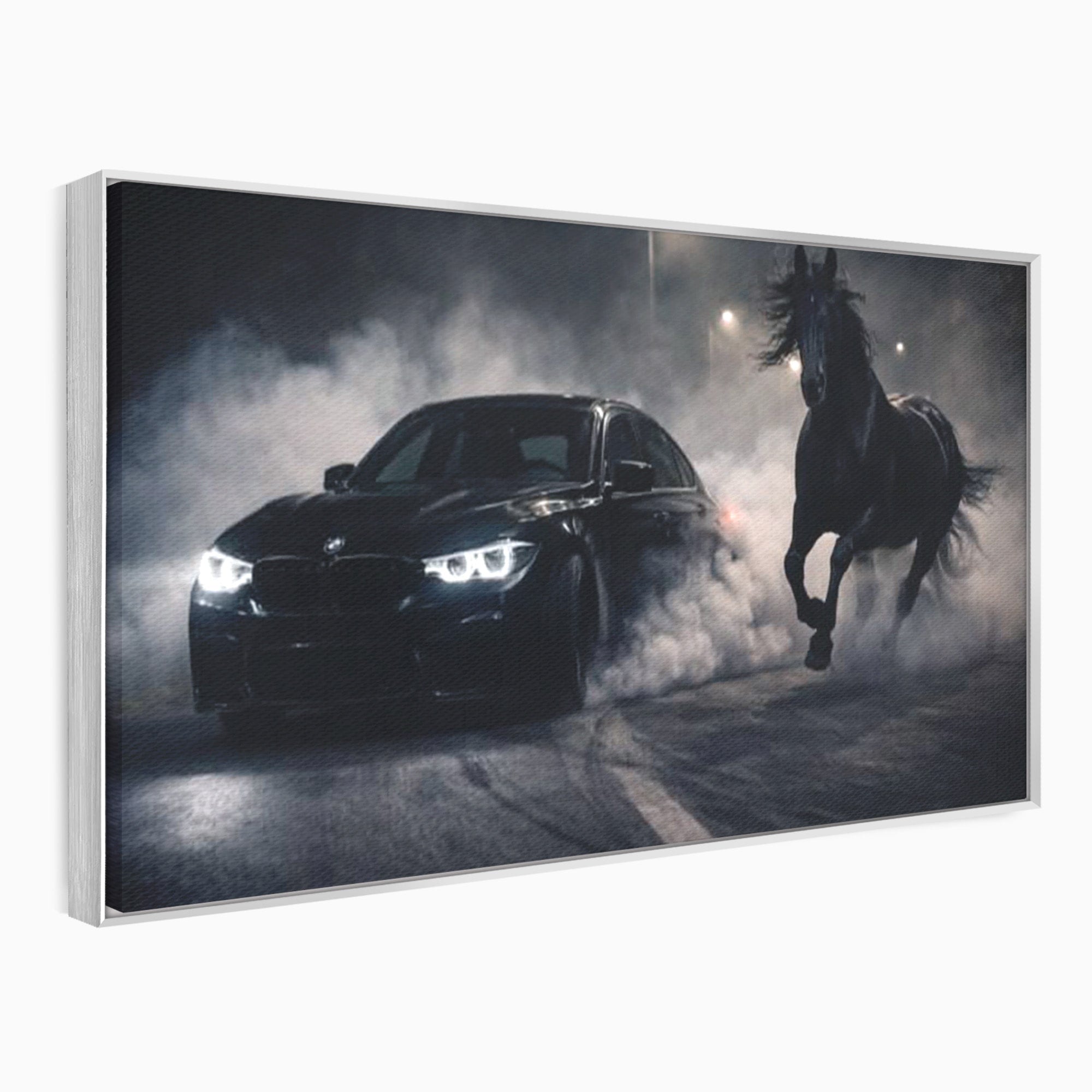 Tablou Canvas Premium LuxCanva® PI1136, Cursa Nocturna, Masina, Cal, Viteza, Aventura, Noapte, Living, Birou, Culori Vibrante