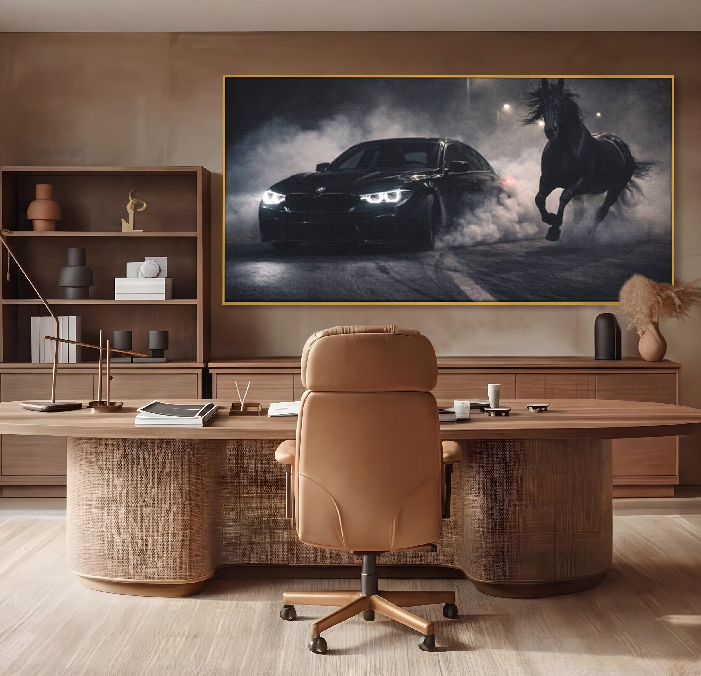 Tablou Canvas Premium LuxCanva® PI1136, Cursa Nocturna, Masina, Cal, Viteza, Aventura, Noapte, Living, Birou, Culori Vibrante