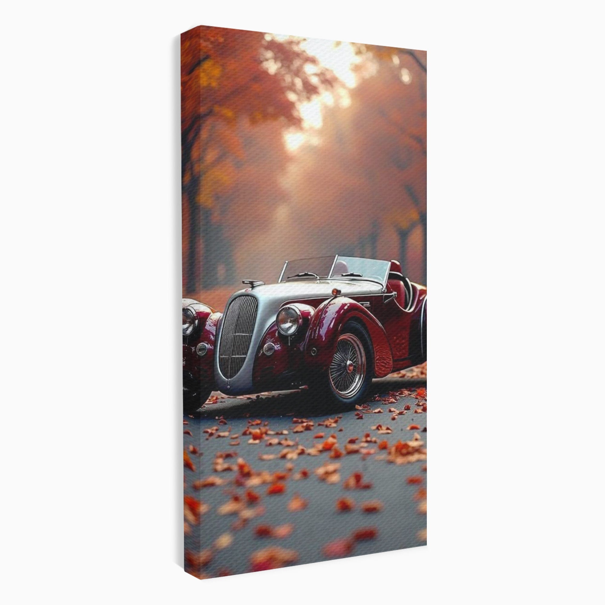 Tablou Canvas Premium LuxCanva® PI1138, Masina Clasica In Toamna, Vechi, Anotimp, Frunze, Retro, Living, Culori Vibrante