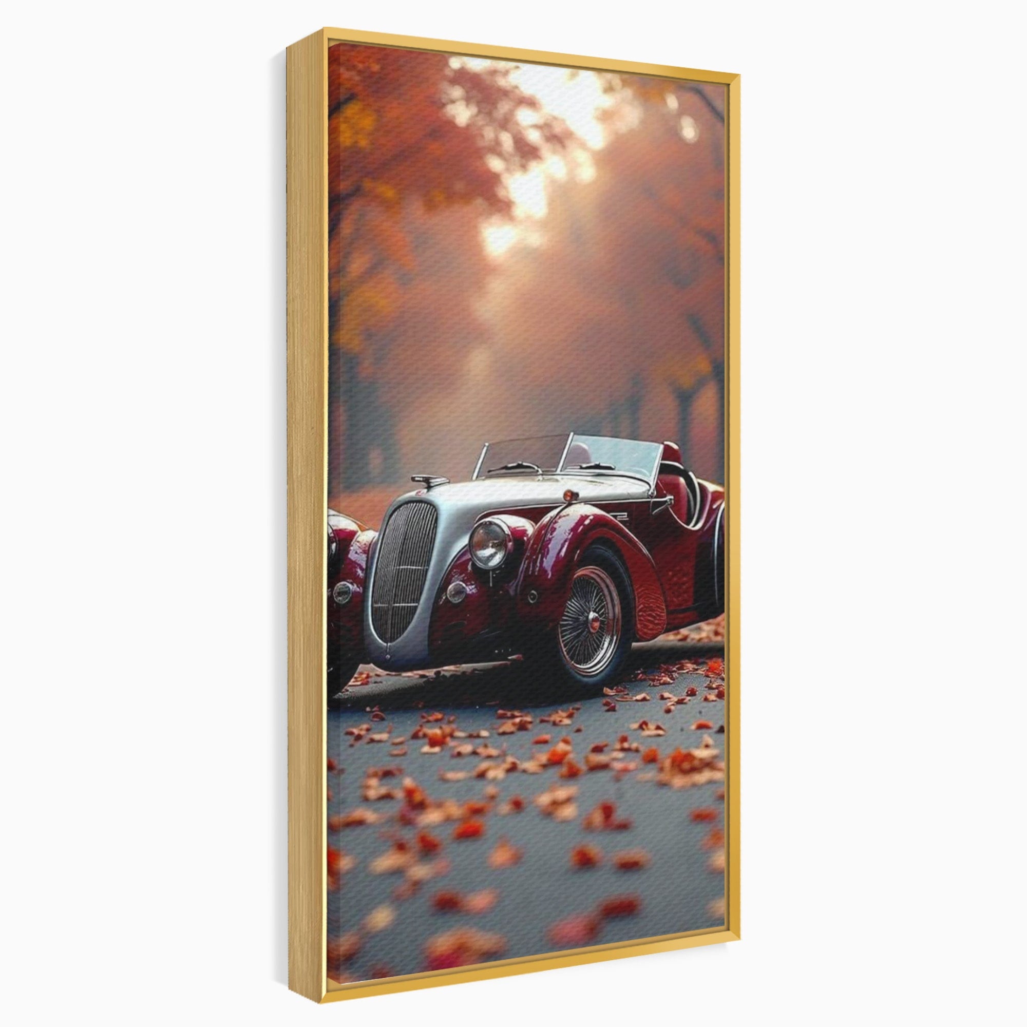 Tablou Canvas Premium LuxCanva® PI1138, Masina Clasica In Toamna, Vechi, Anotimp, Frunze, Retro, Living, Culori Vibrante